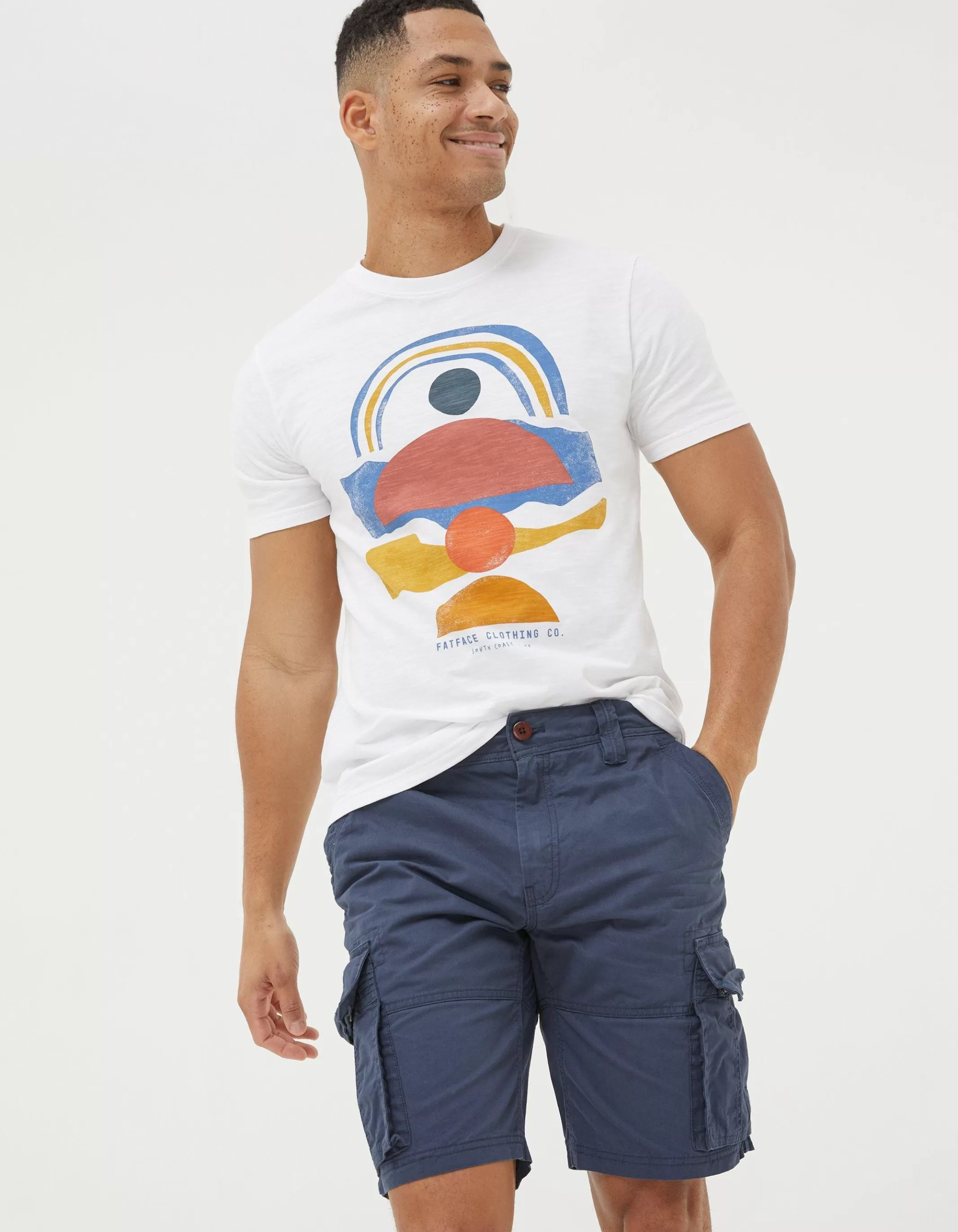 Shop FatFace Bude Lightweight Cargo Shorts Navy