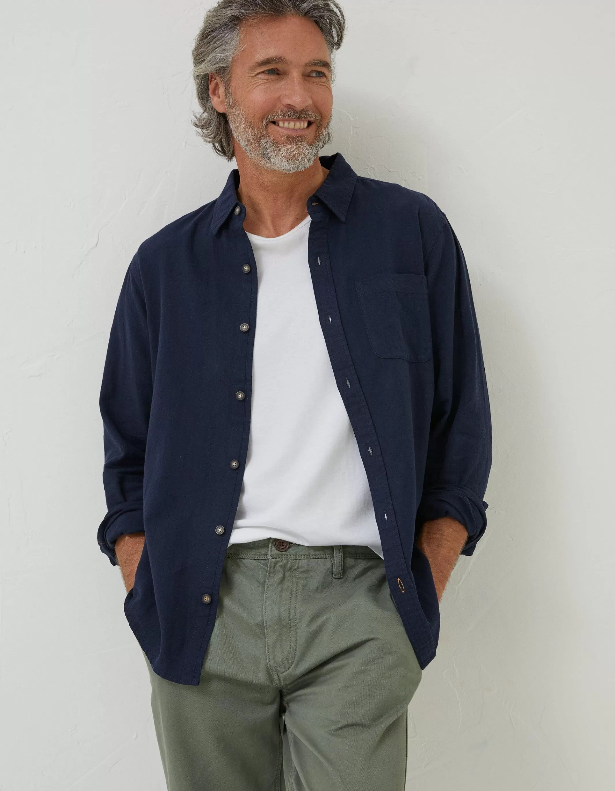 Online FatFace Bugle Linen Cotton Shirt Navy