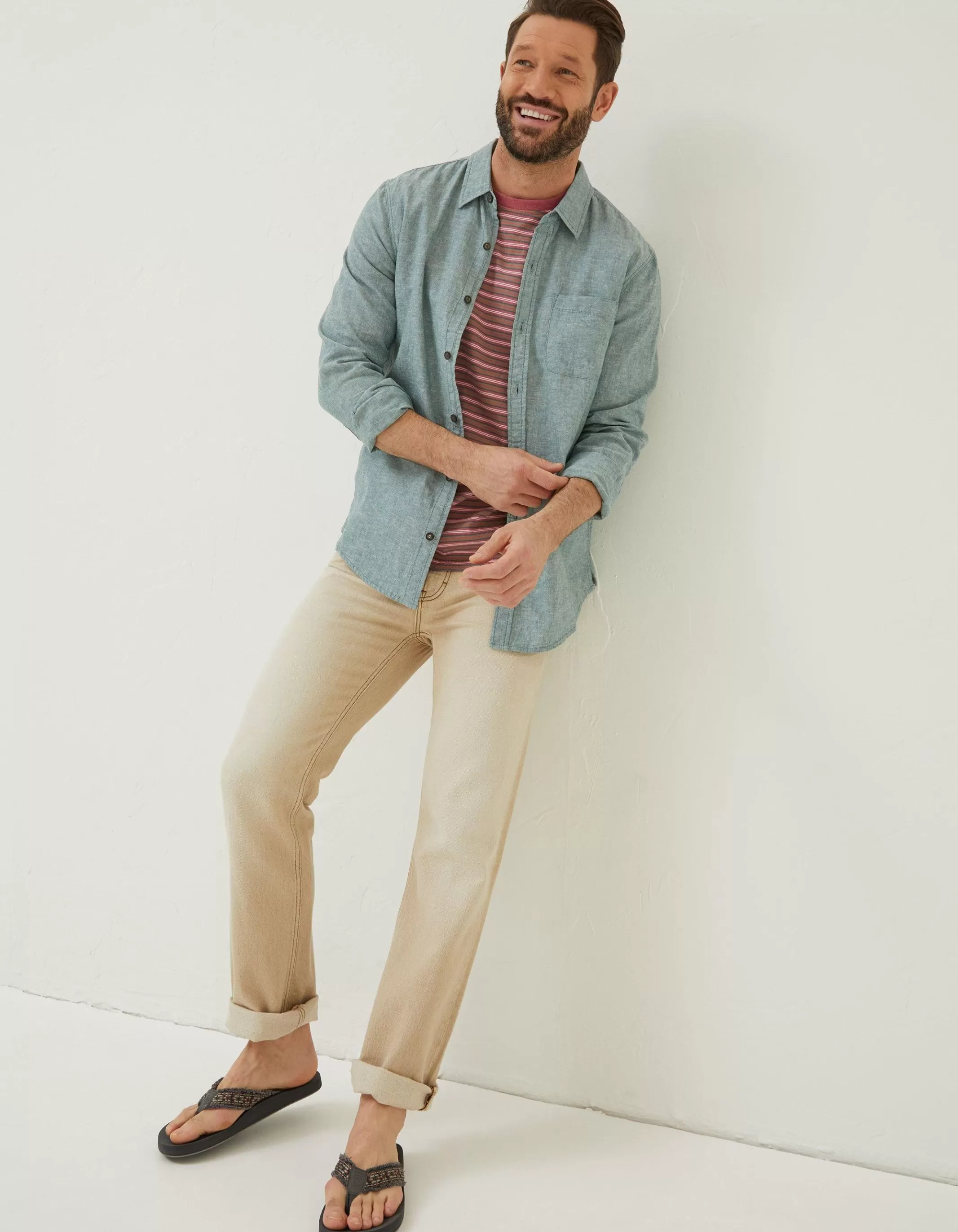 Discount FatFace Bugle Linen Cotton Shirt Teal Green