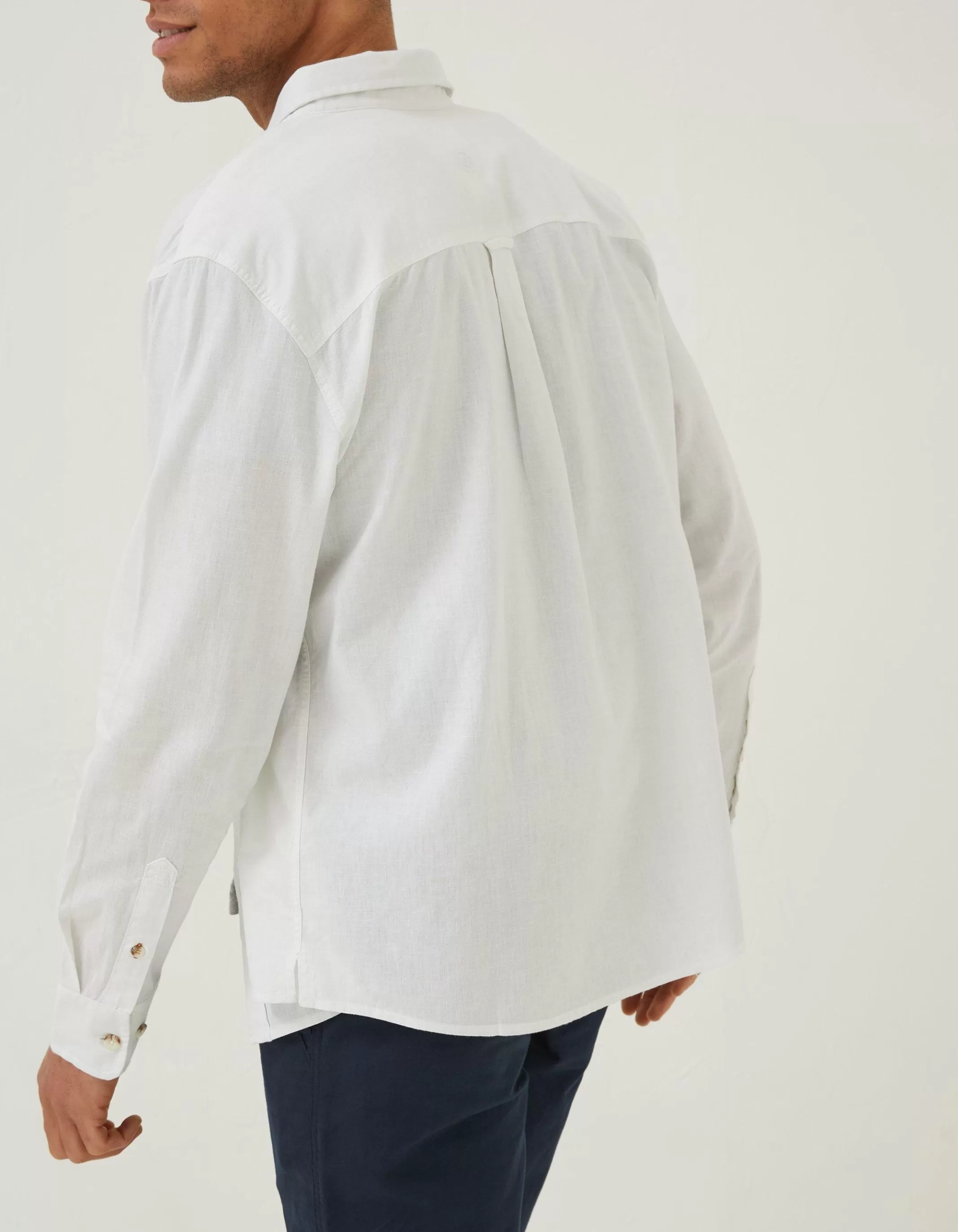 Clearance FatFace Bugle Linen Cotton Shirt White