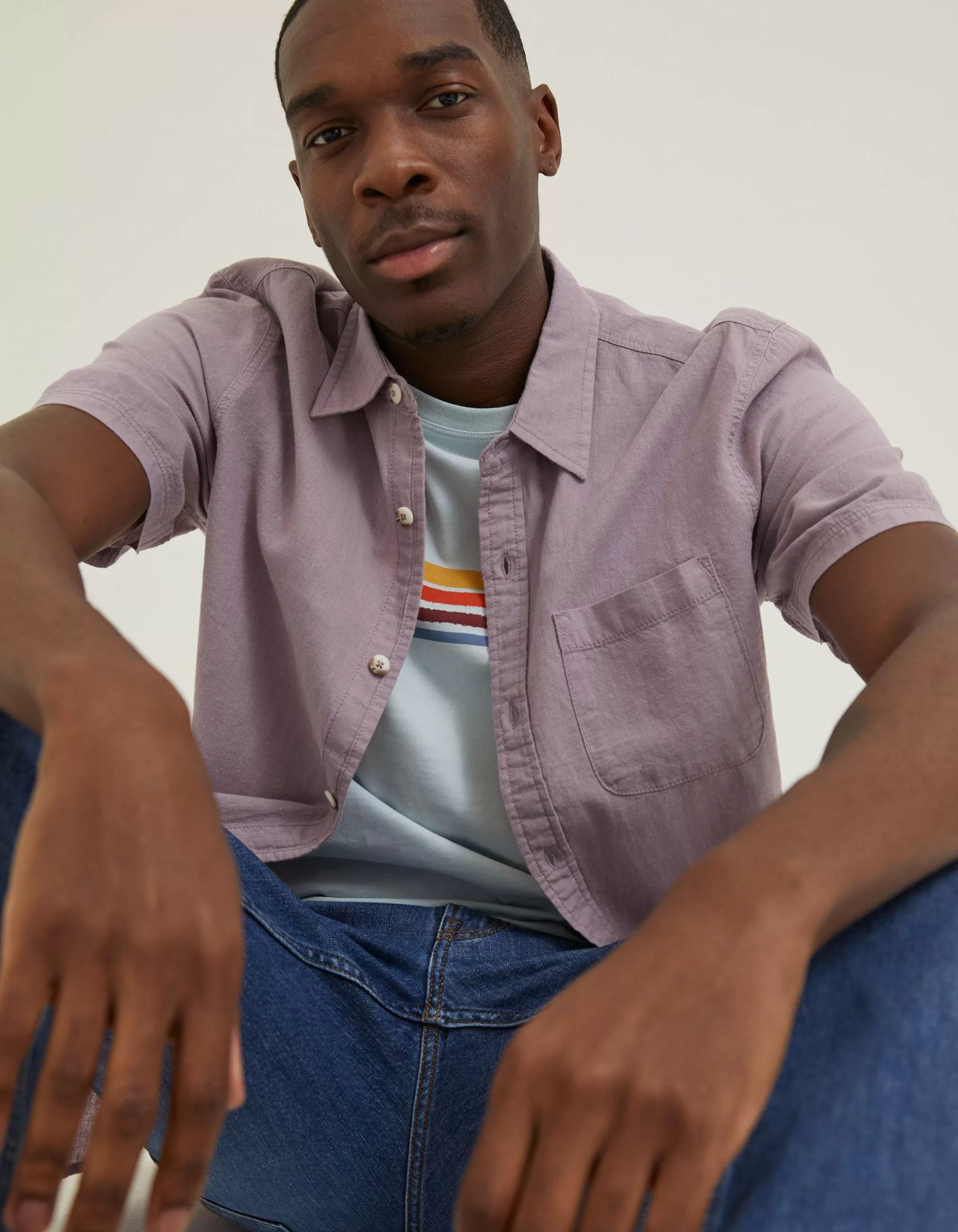 New FatFace Bugle Linen Cotton Shirt Lilac