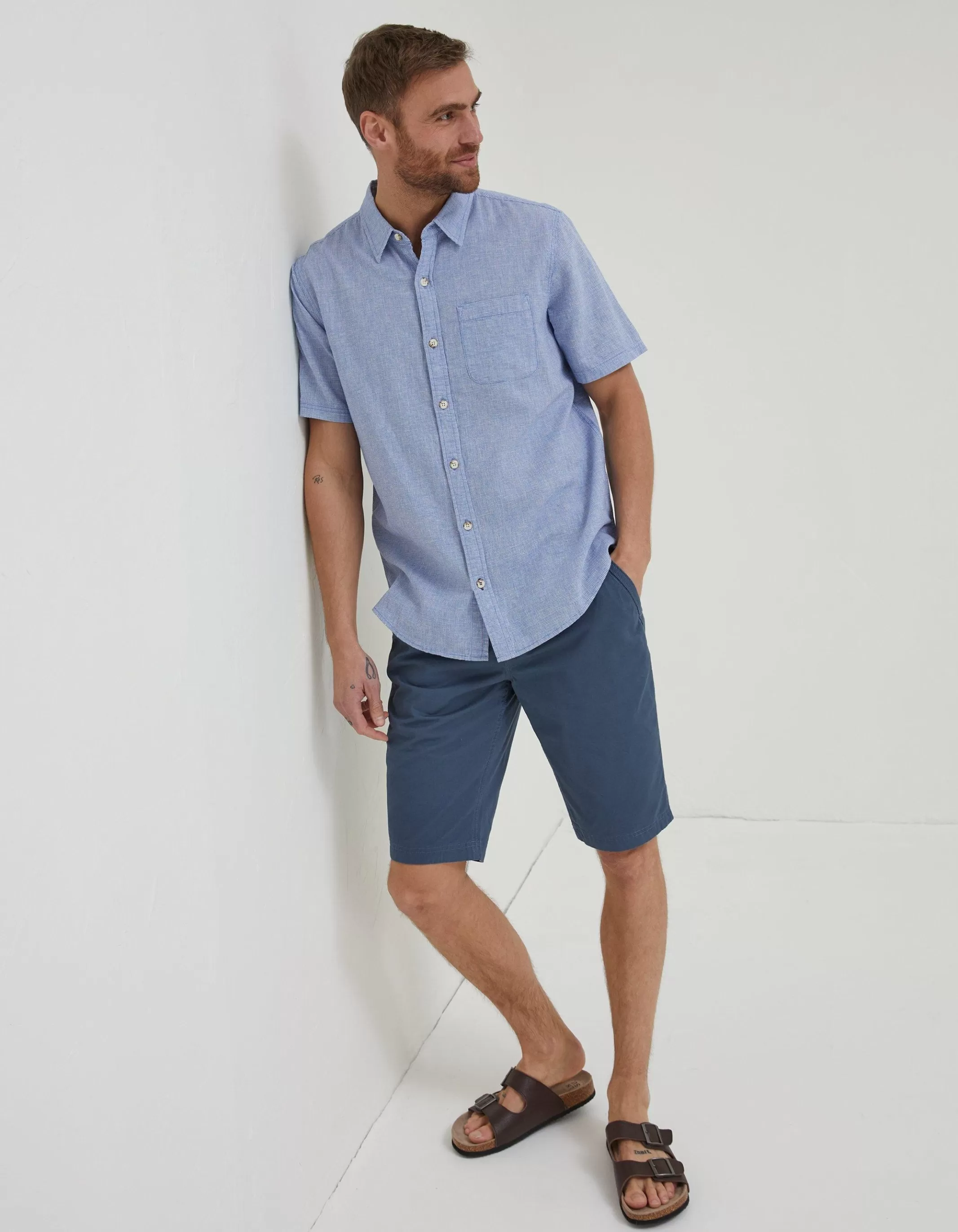 Store FatFace Bugle Micro Check Shirt Blue