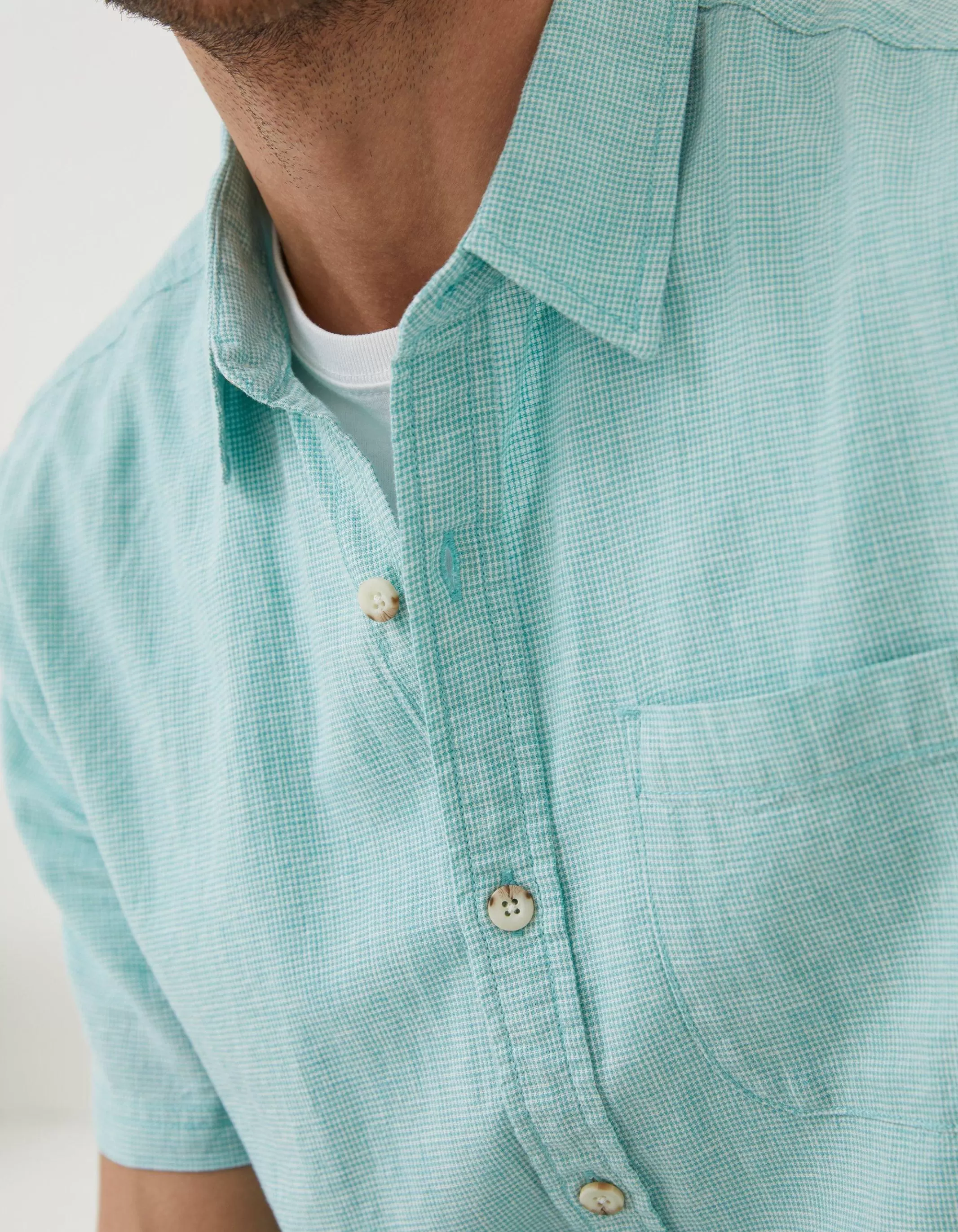 Flash Sale FatFace Bugle Micro Check Shirt Light Teal