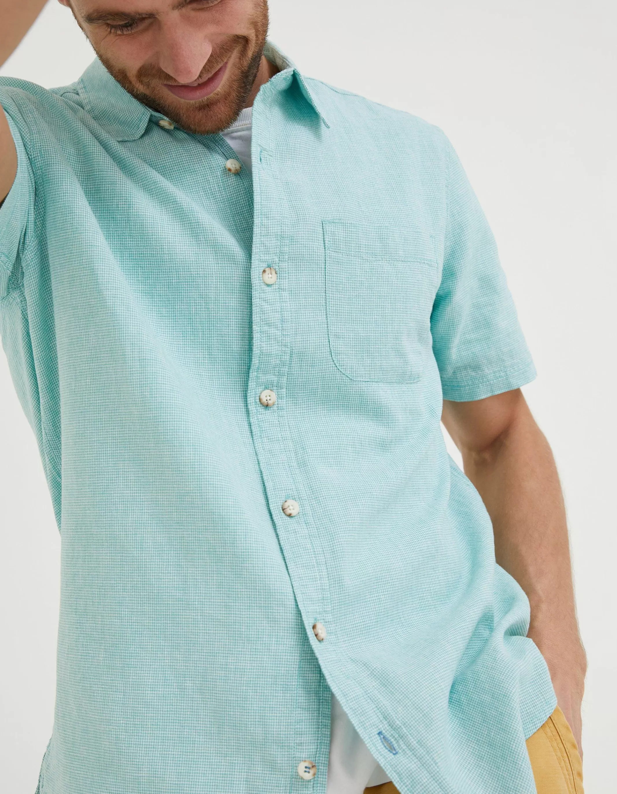 Flash Sale FatFace Bugle Micro Check Shirt Light Teal