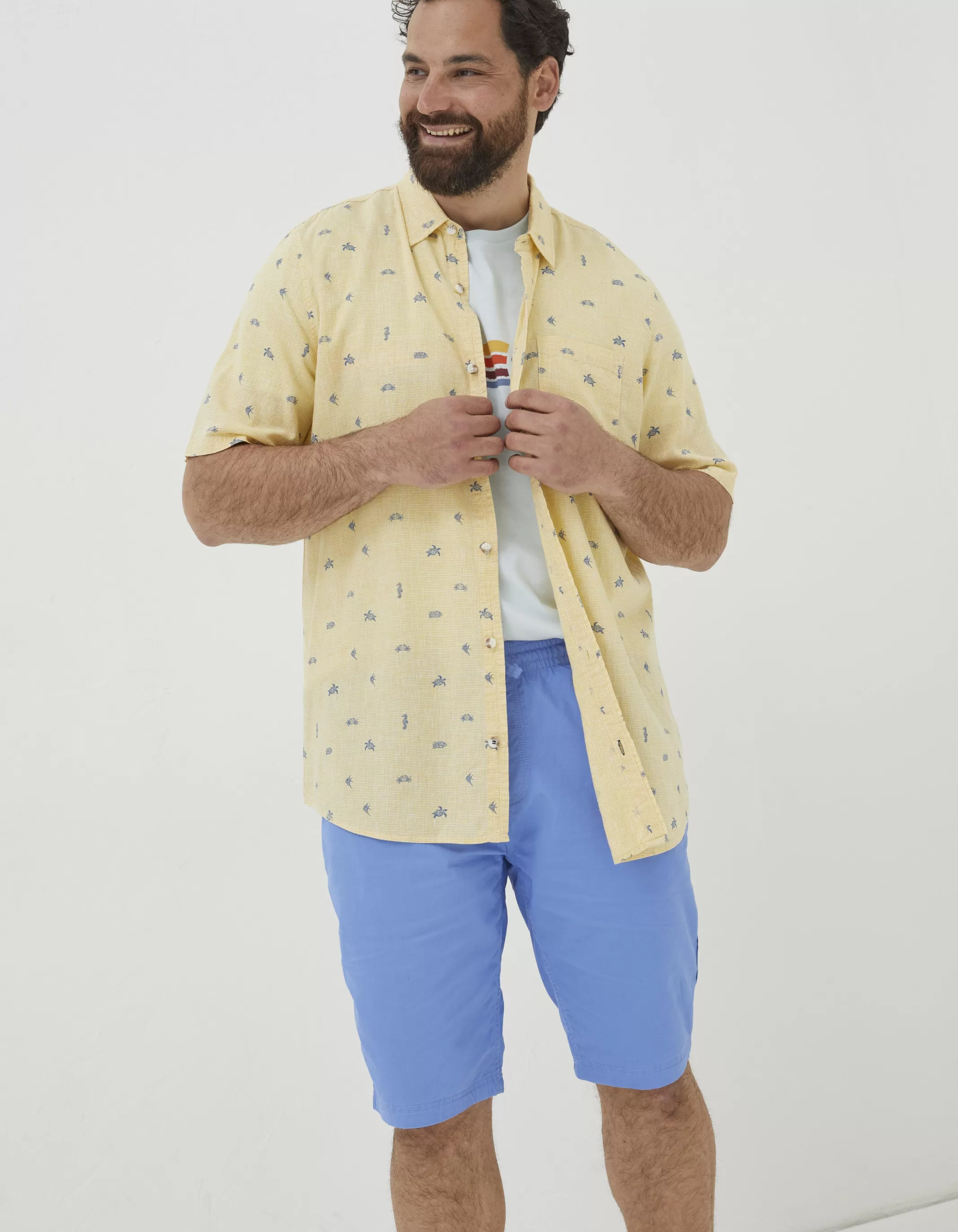 Flash Sale FatFace Bugle Turtle Print Shirt Washed Yellow