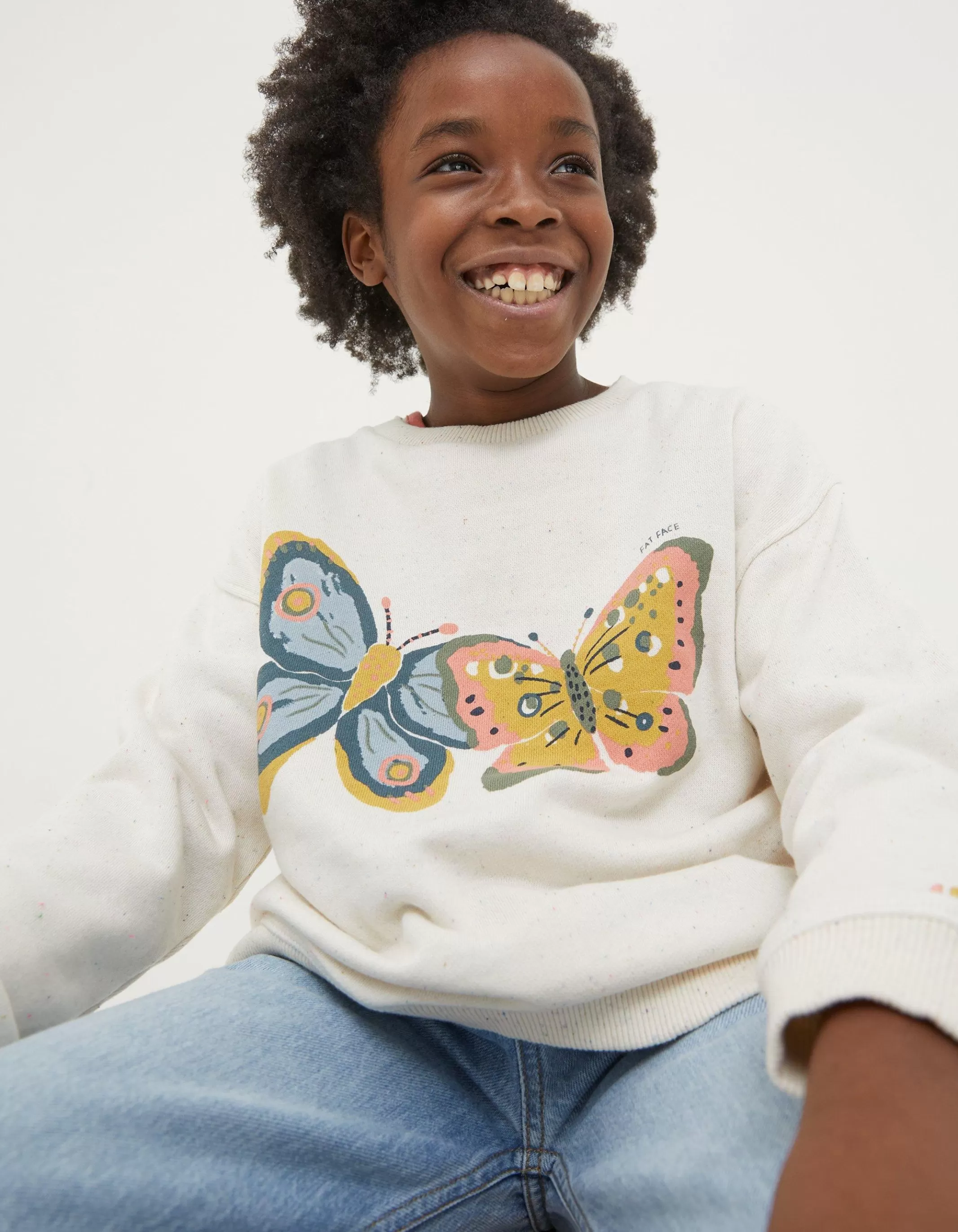 New FatFace Butterfly Sweatshirt Natural White