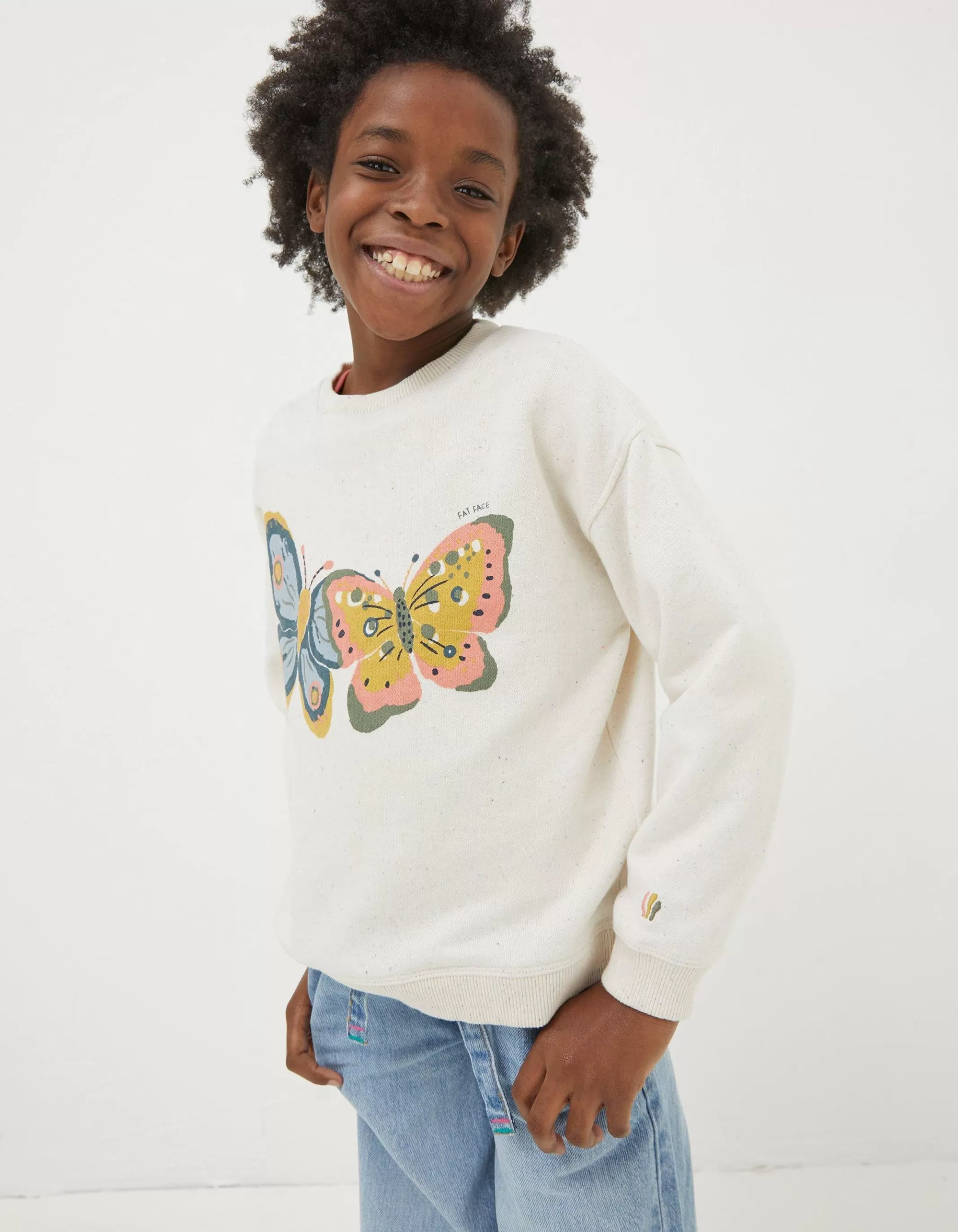 New FatFace Butterfly Sweatshirt Natural White