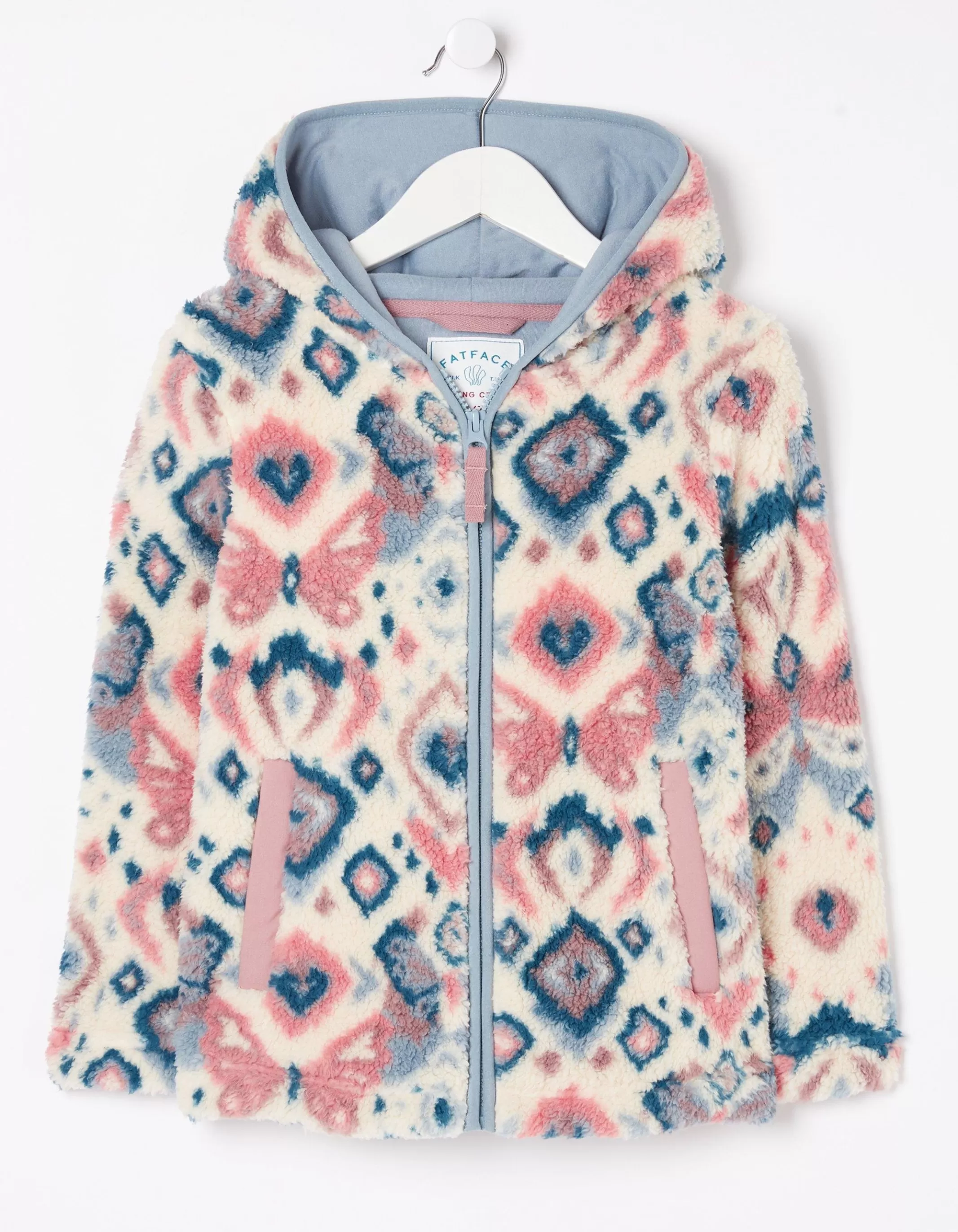 Store FatFace Butterfly Zip Through Fleece Natural