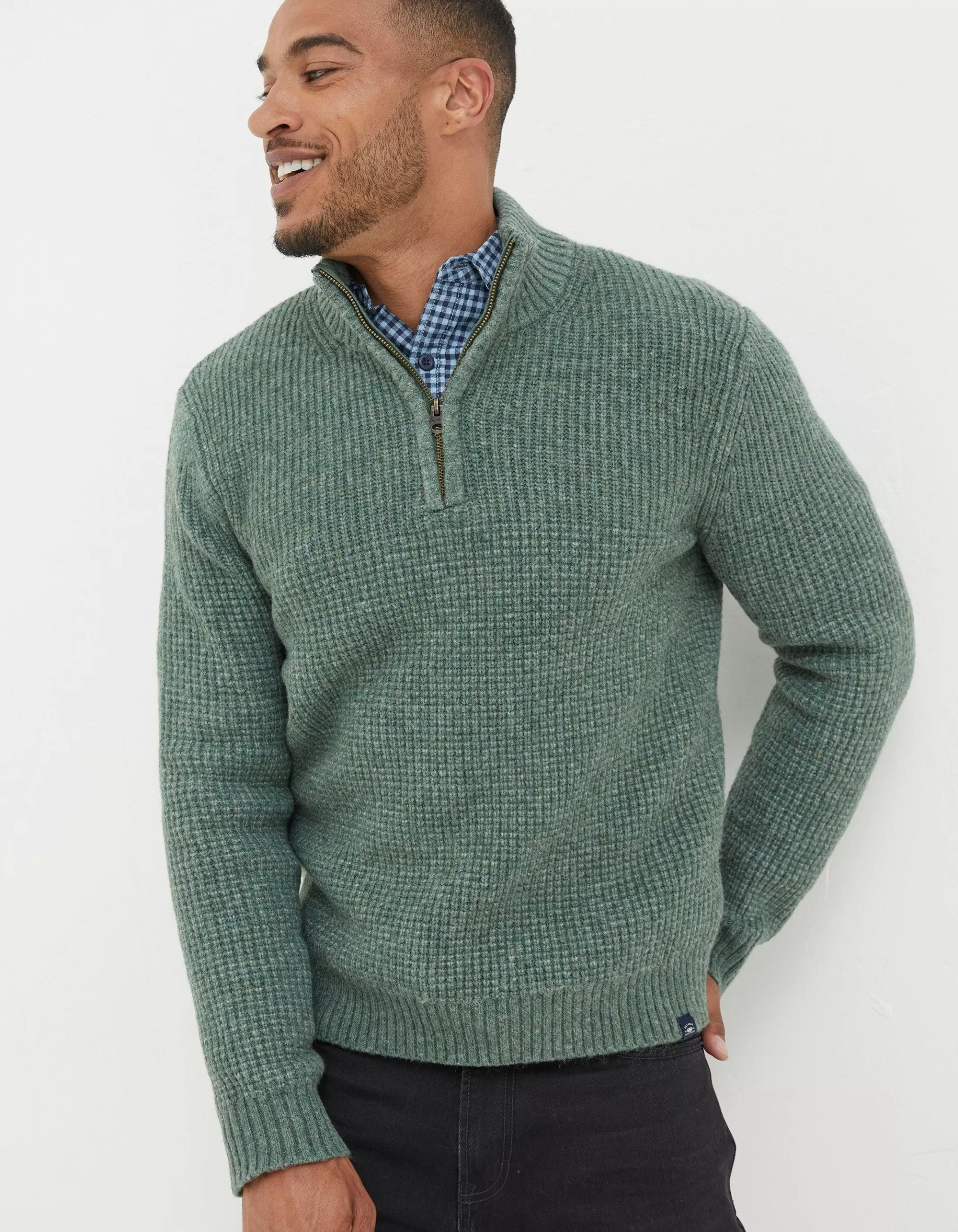 Discount FatFace Calder Half Neck Jumper Green