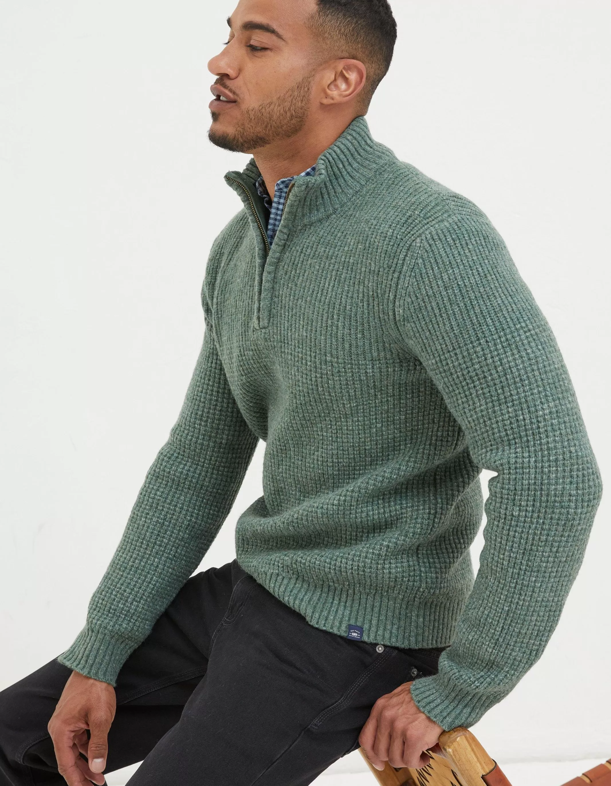 Discount FatFace Calder Half Neck Jumper Green