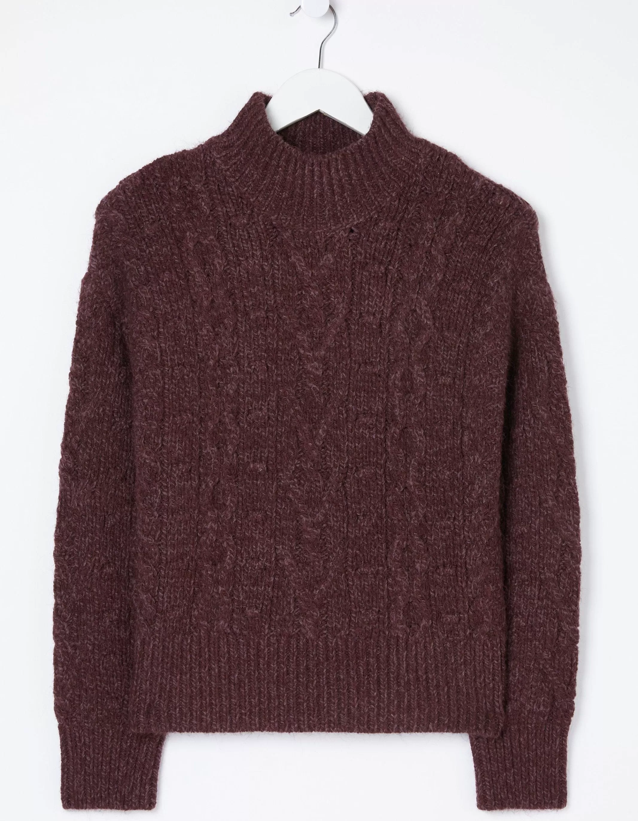 Hot FatFace Cali Cable Knit Jumper Dark Purple