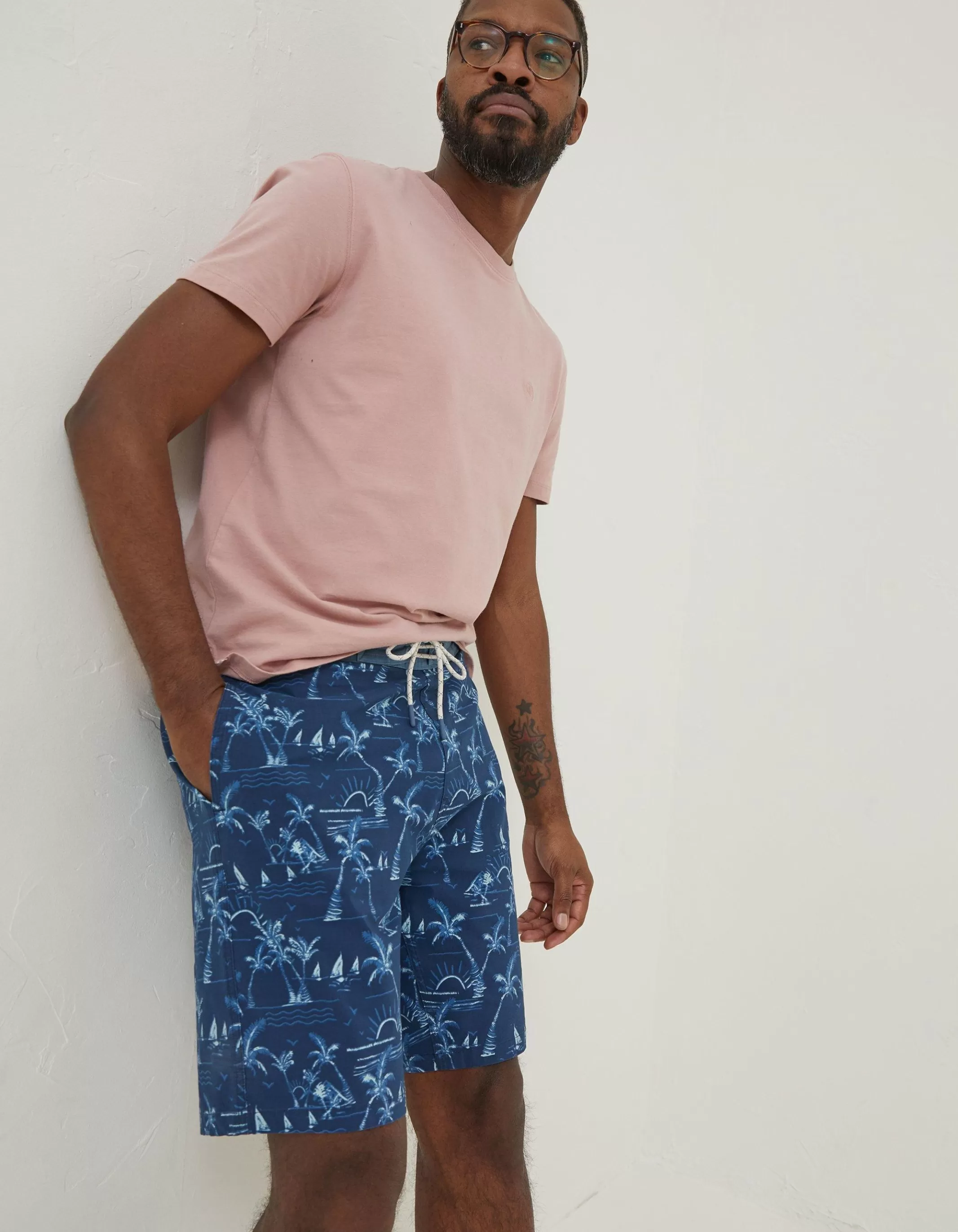 Flash Sale FatFace Camber Beach Print Swim Shorts Navy