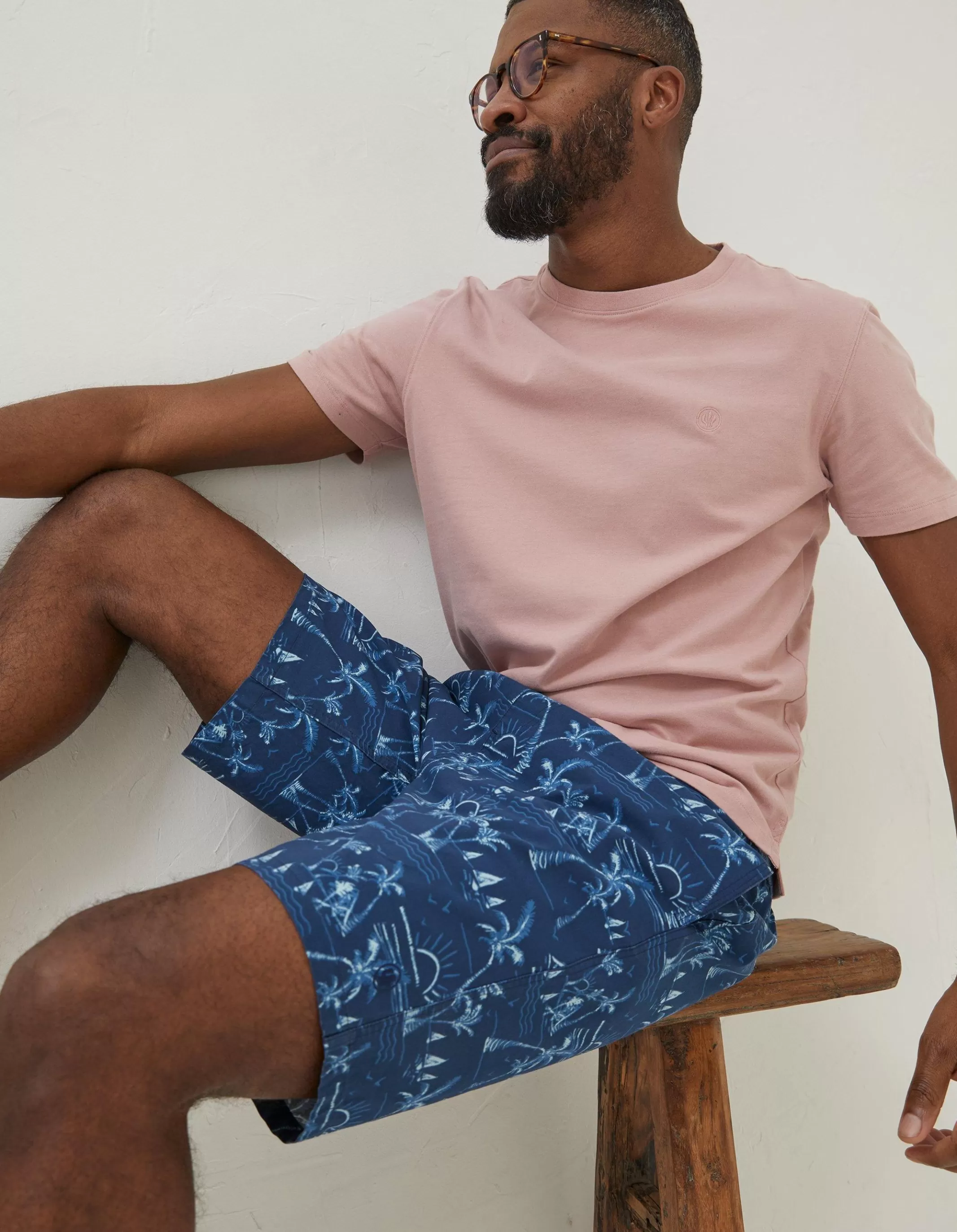 Flash Sale FatFace Camber Beach Print Swim Shorts Navy