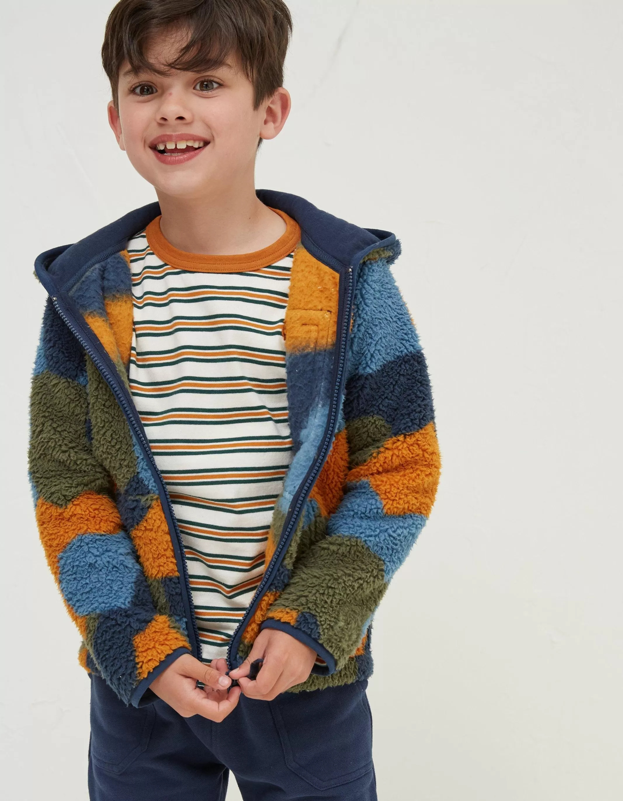 Sale FatFace Camo Fleece Zip Up Hoodie Multi