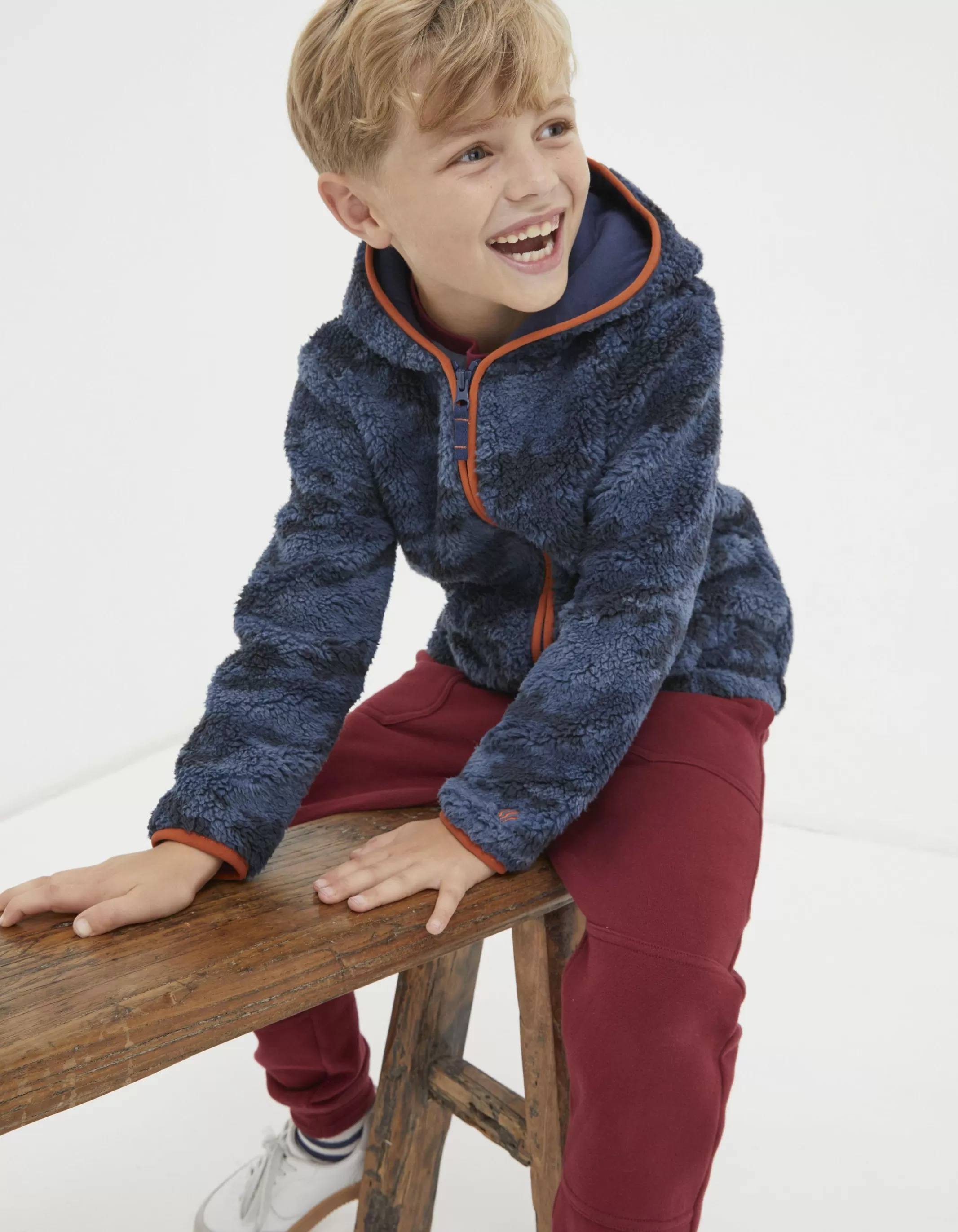 Store FatFace Camo Fleece Zip Up Hoodie Navy