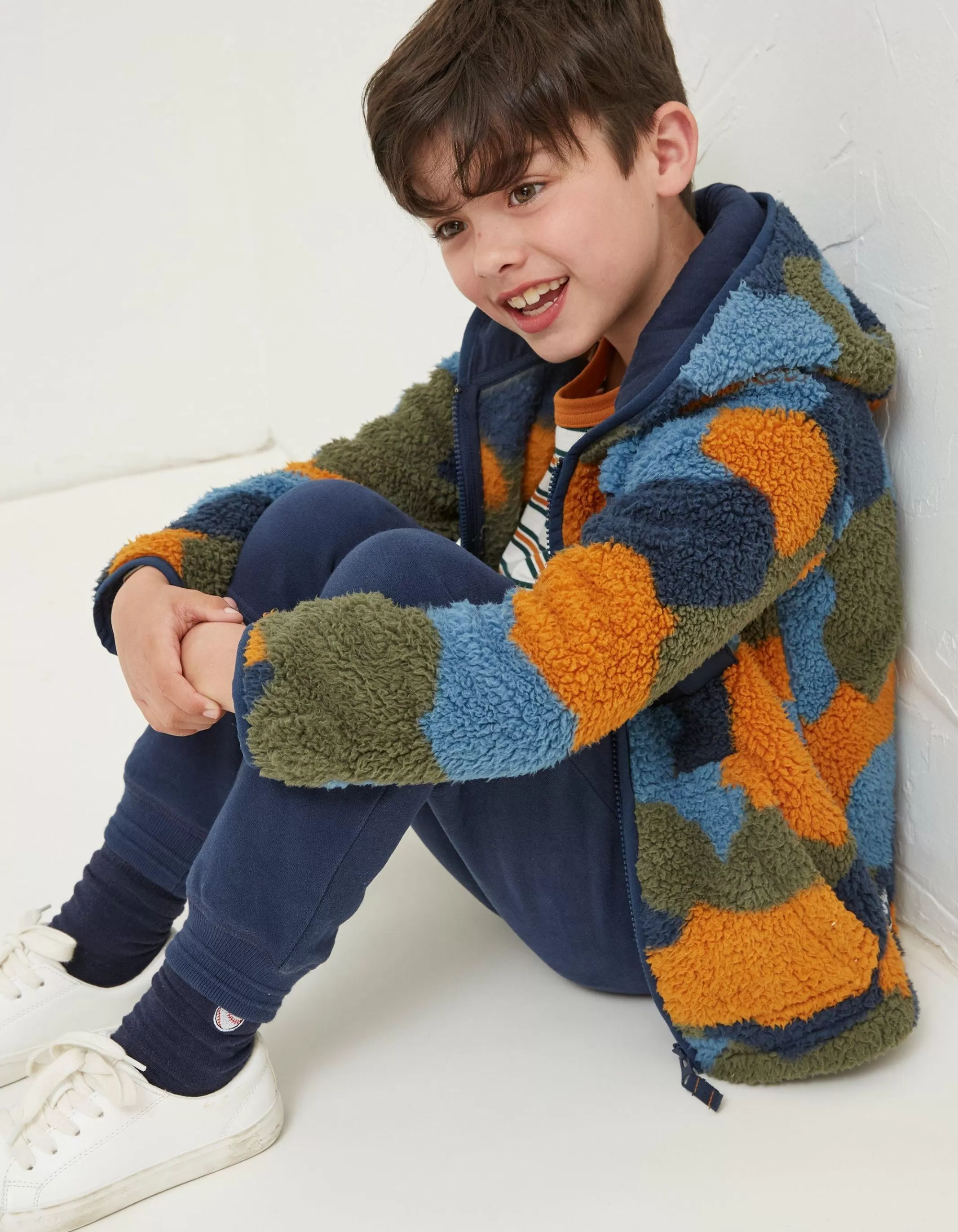 Sale FatFace Camo Fleece Zip Up Hoodie Multi