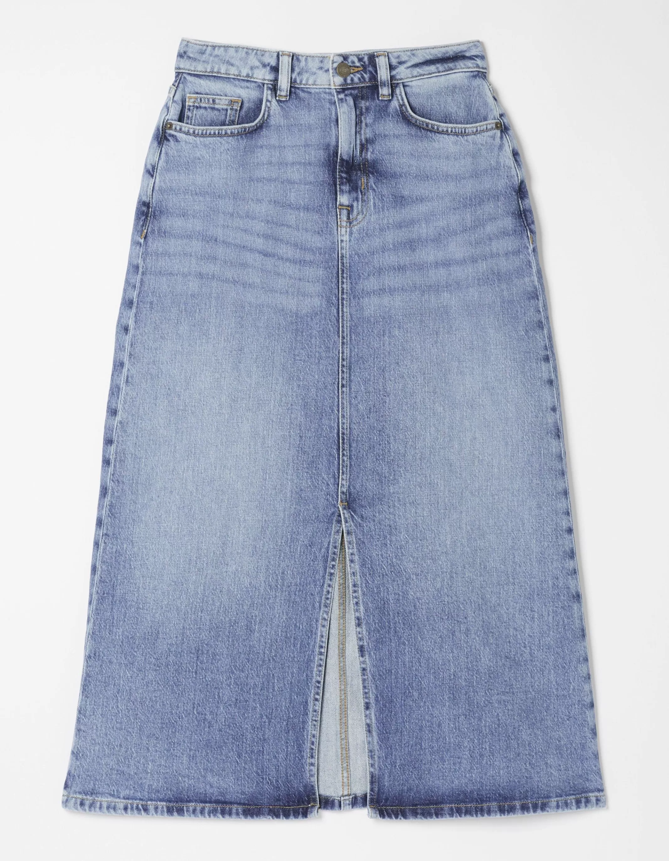 Outlet FatFace Carla Denim Midi Skirt Washed Blue