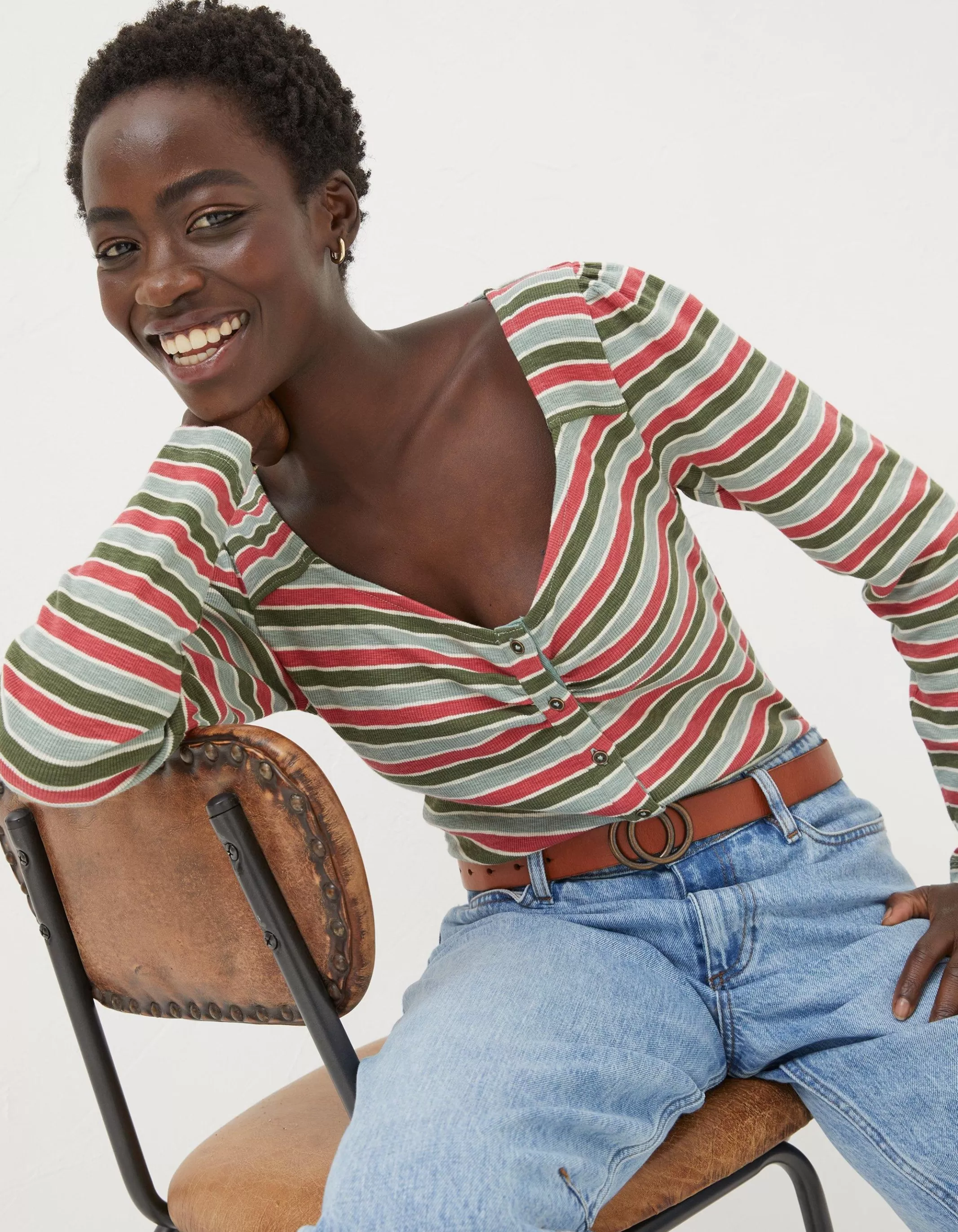 Sale FatFace Carly Stripe Top Multi
