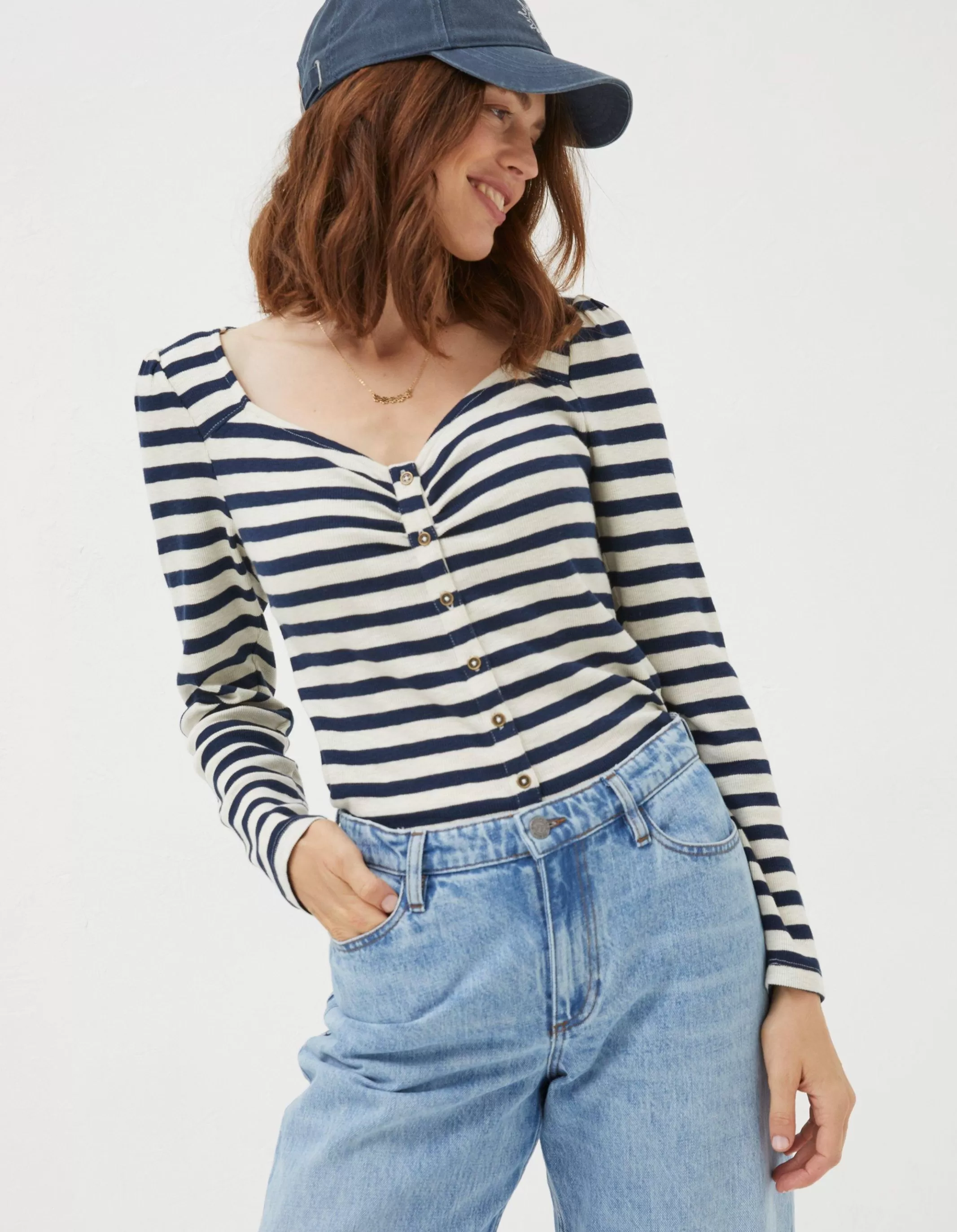 Best FatFace Carly Stripe Top Navy