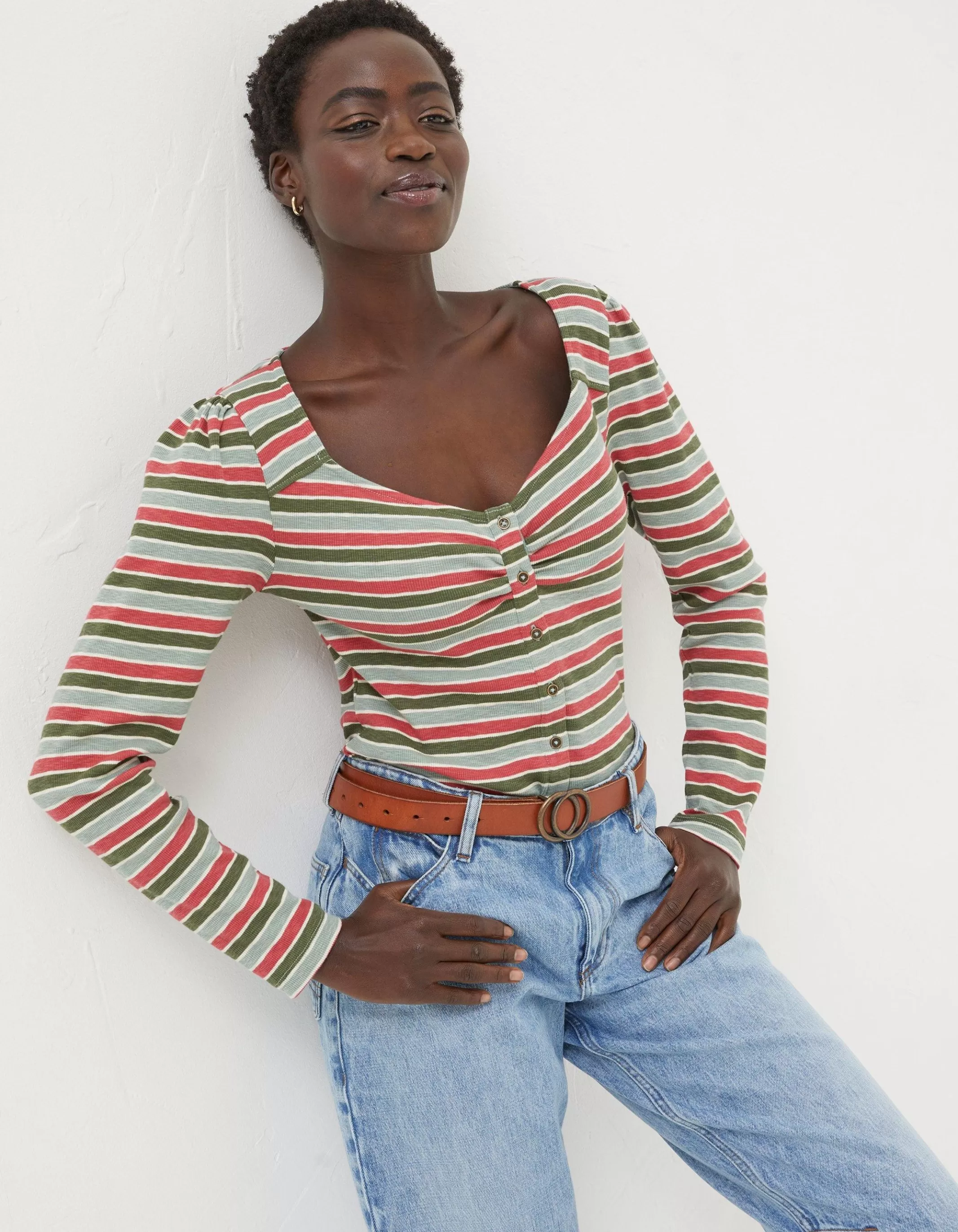 Sale FatFace Carly Stripe Top Multi