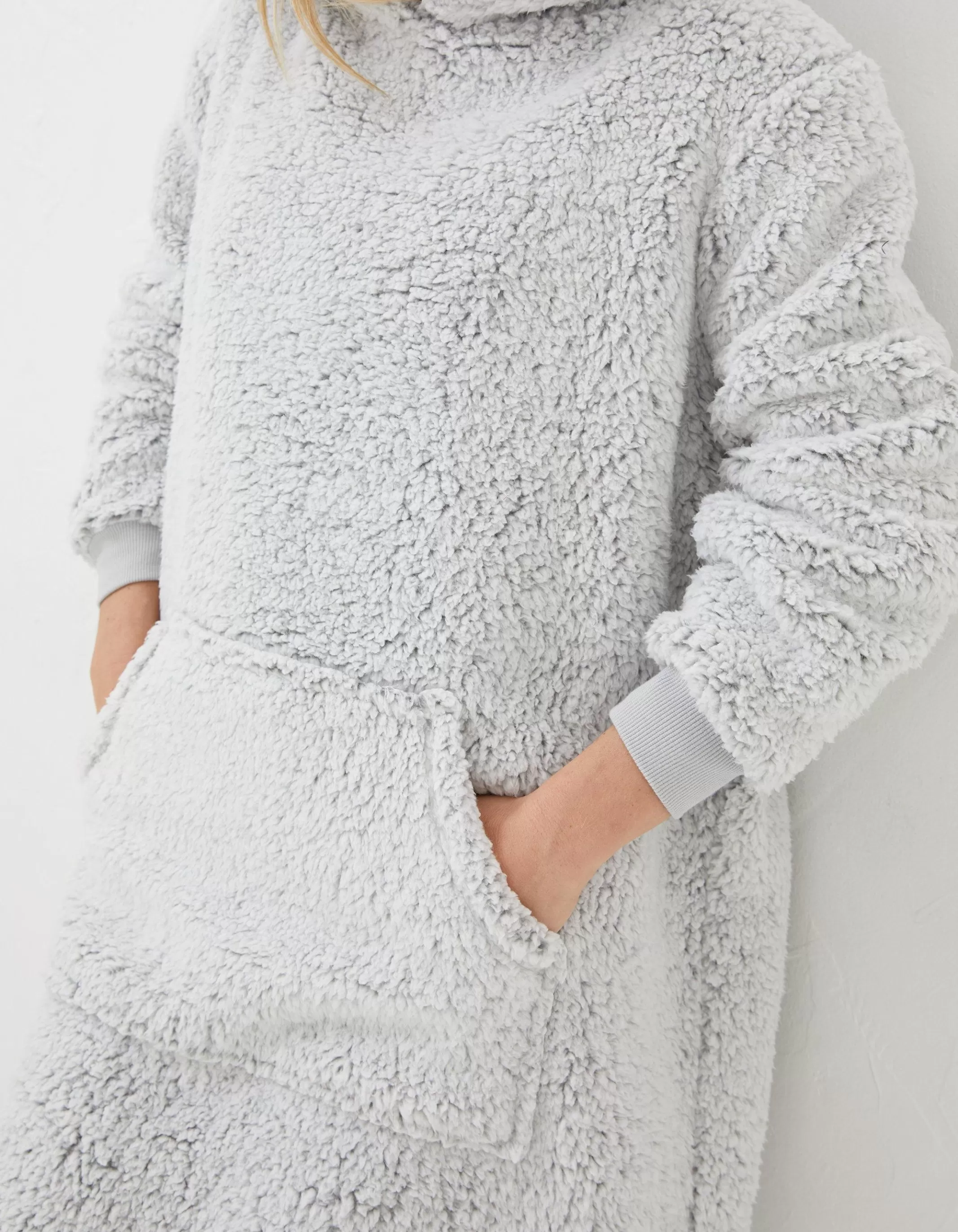 Cheap FatFace Carrie Fluffy Snuggle Hoodie Grey Marl