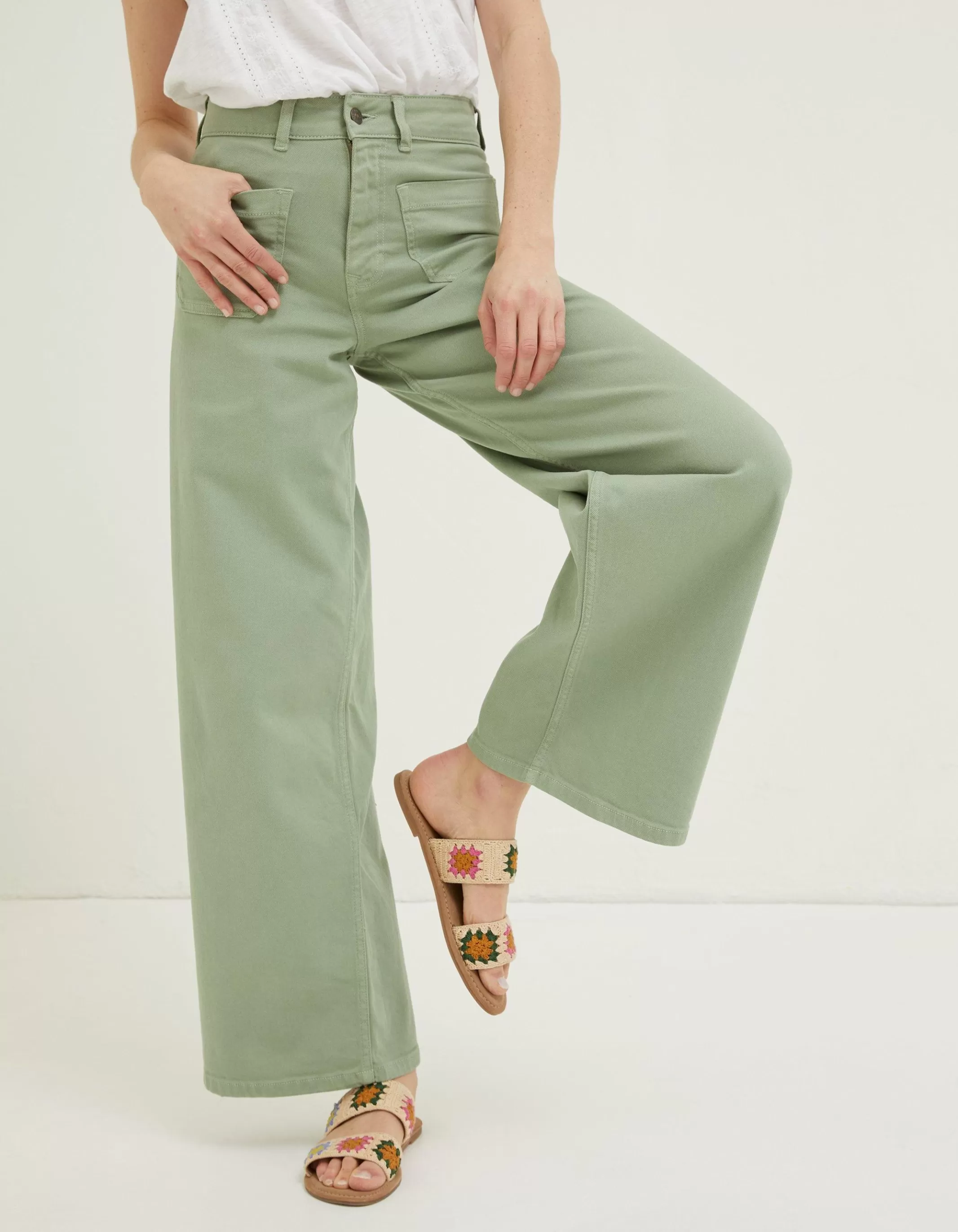 Outlet FatFace Cassie Wide Leg Jeans Green