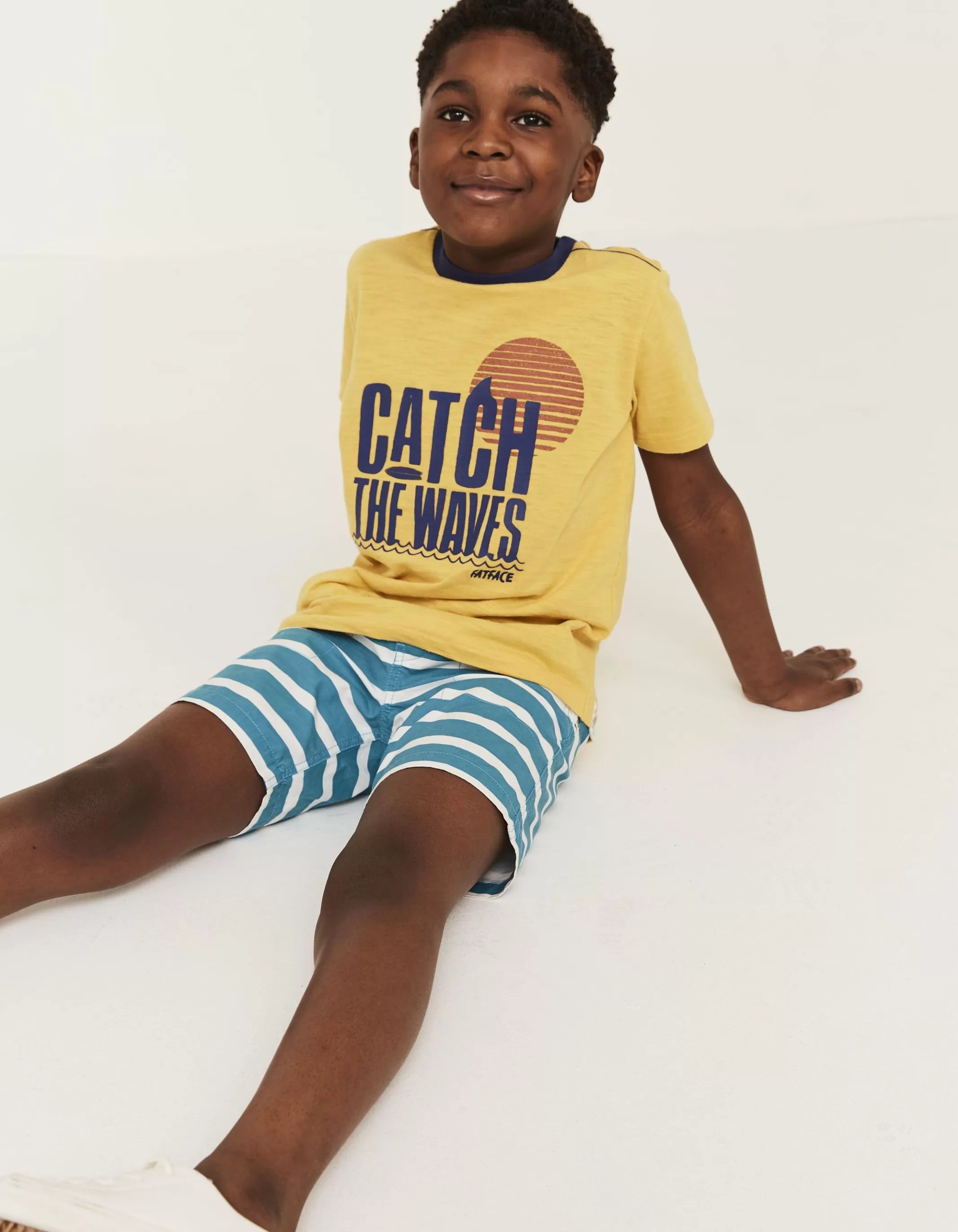 Fashion FatFace Catch The Waves Graphic T-Shirt Sun Yellow