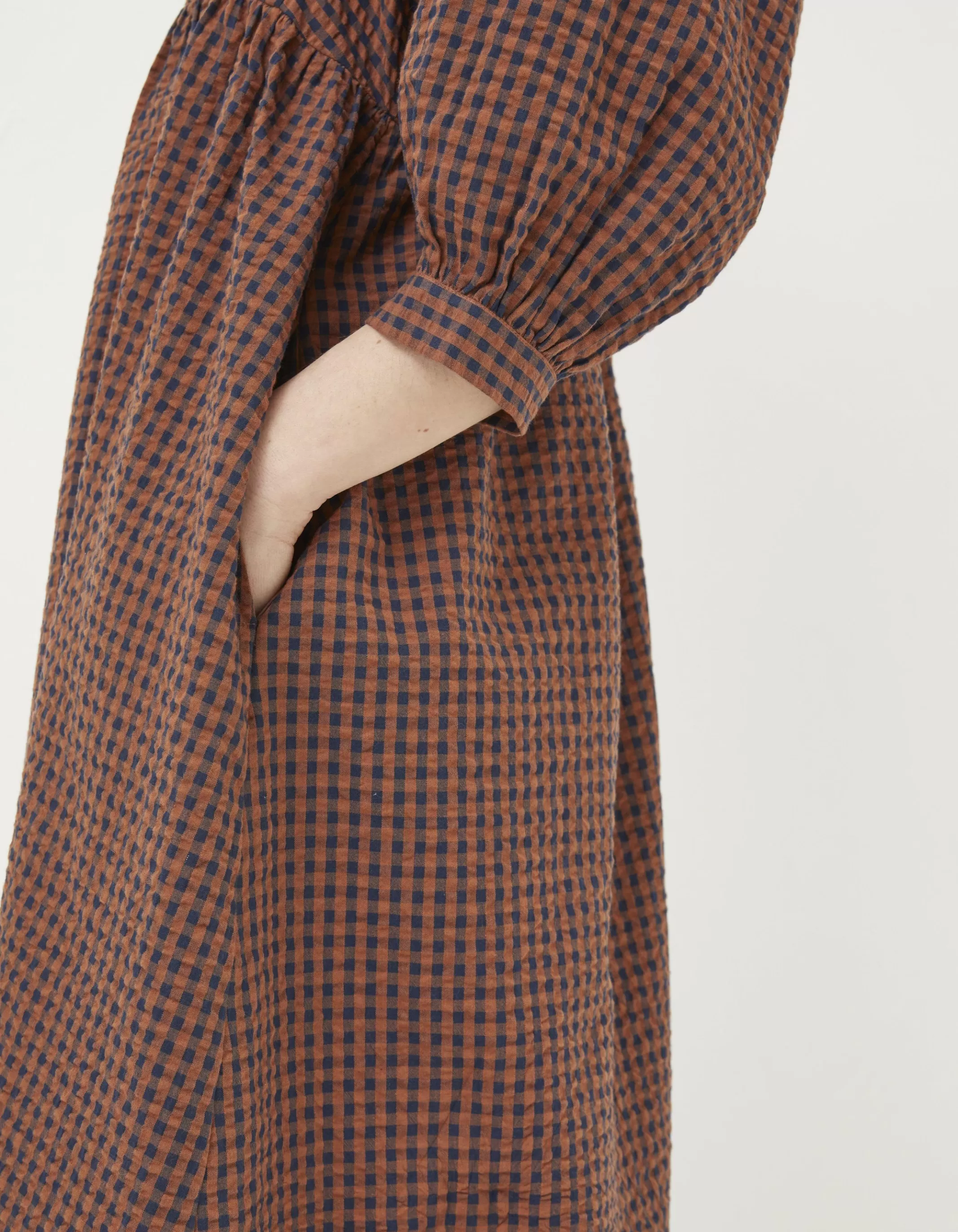 Best FatFace Ceil Gingham Midi Dress Brown