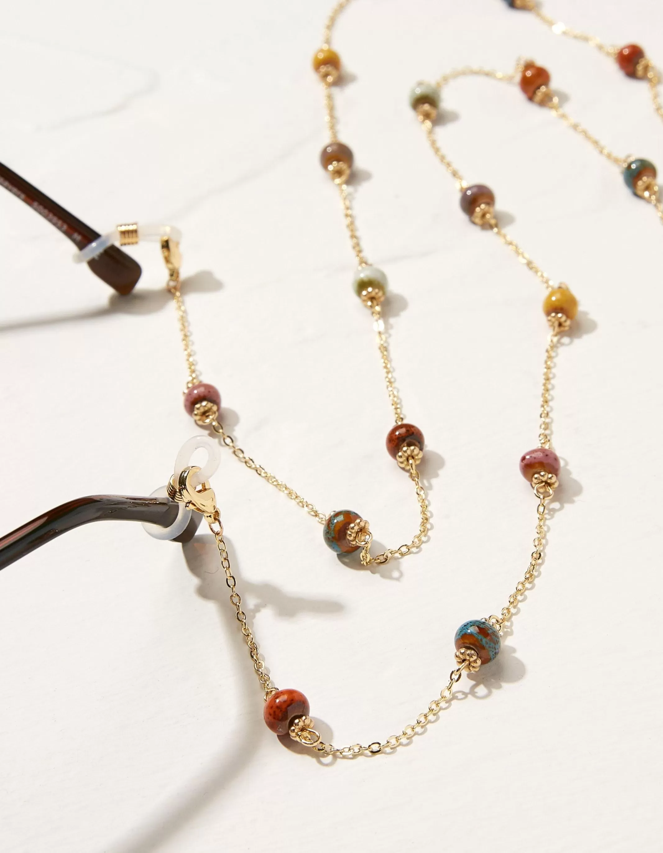 Cheap FatFace Ceramic Bead Glasses Chain Multi