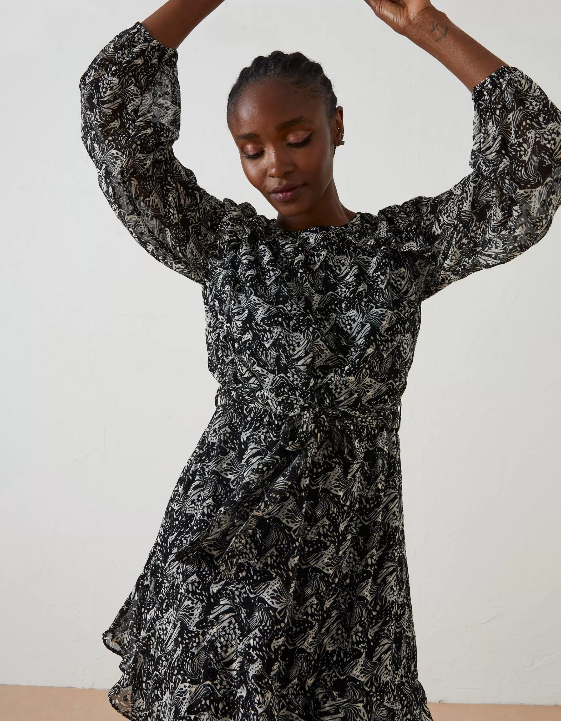Shop FatFace Charlotte Abstract Print Dress Black