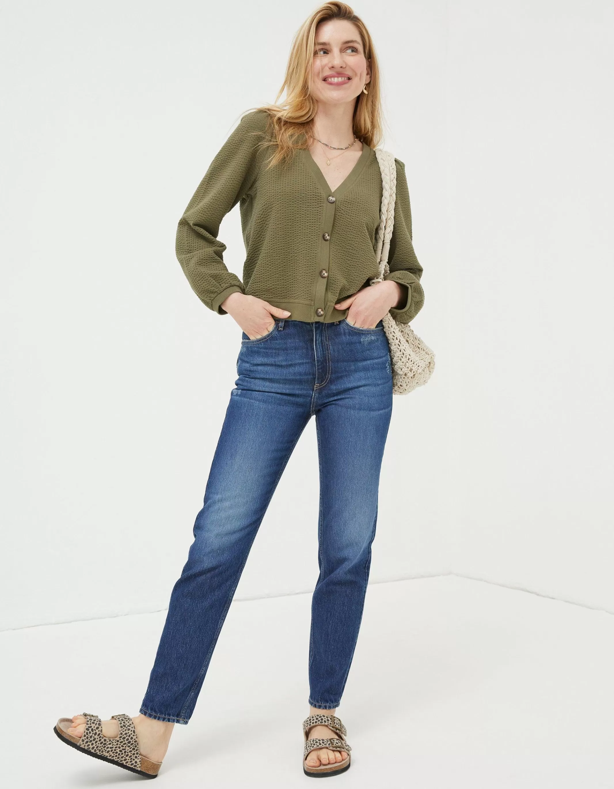 Hot FatFace Charlotte Cardigan Khaki