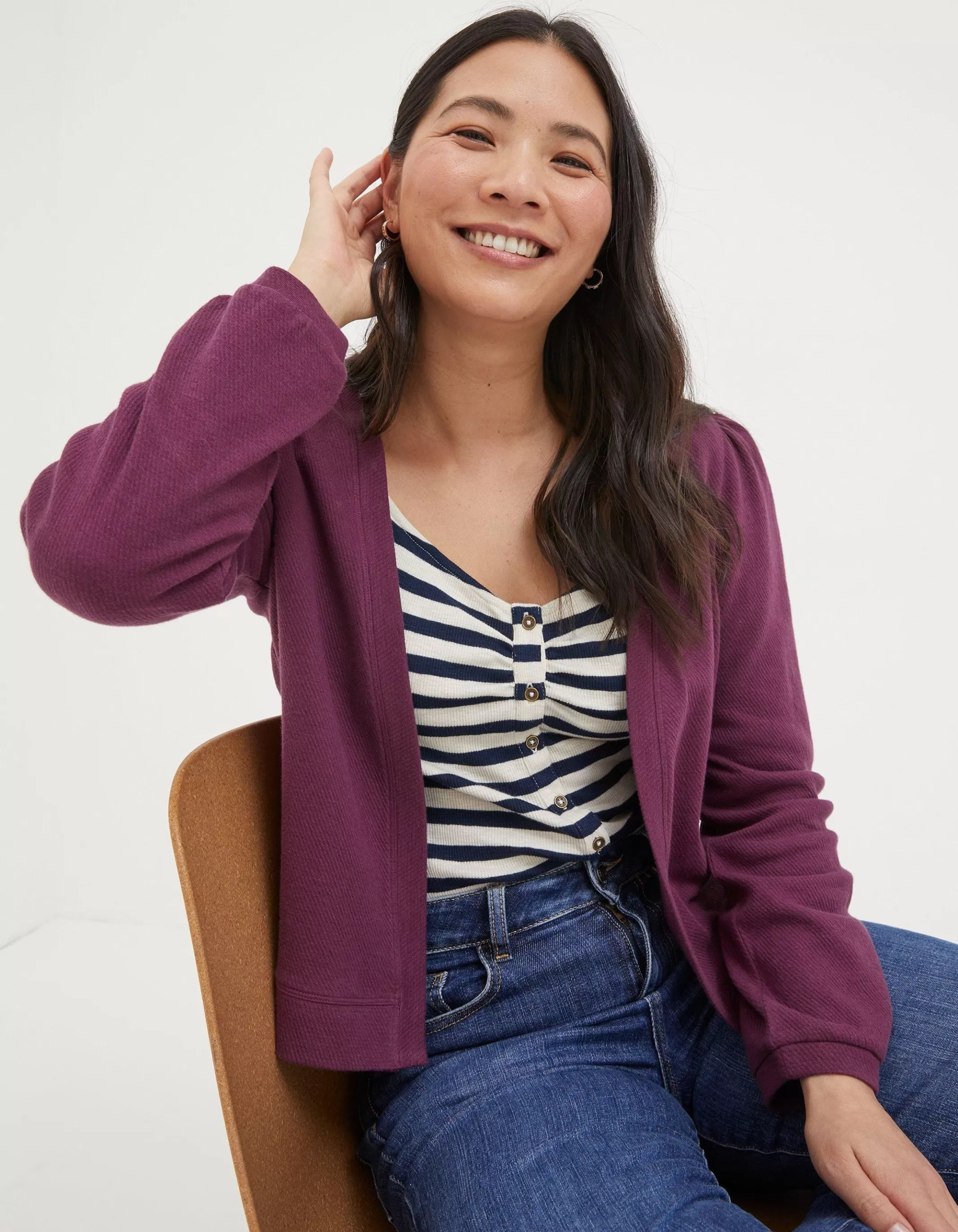 Shop FatFace Charlotte Cardigan Burgundy