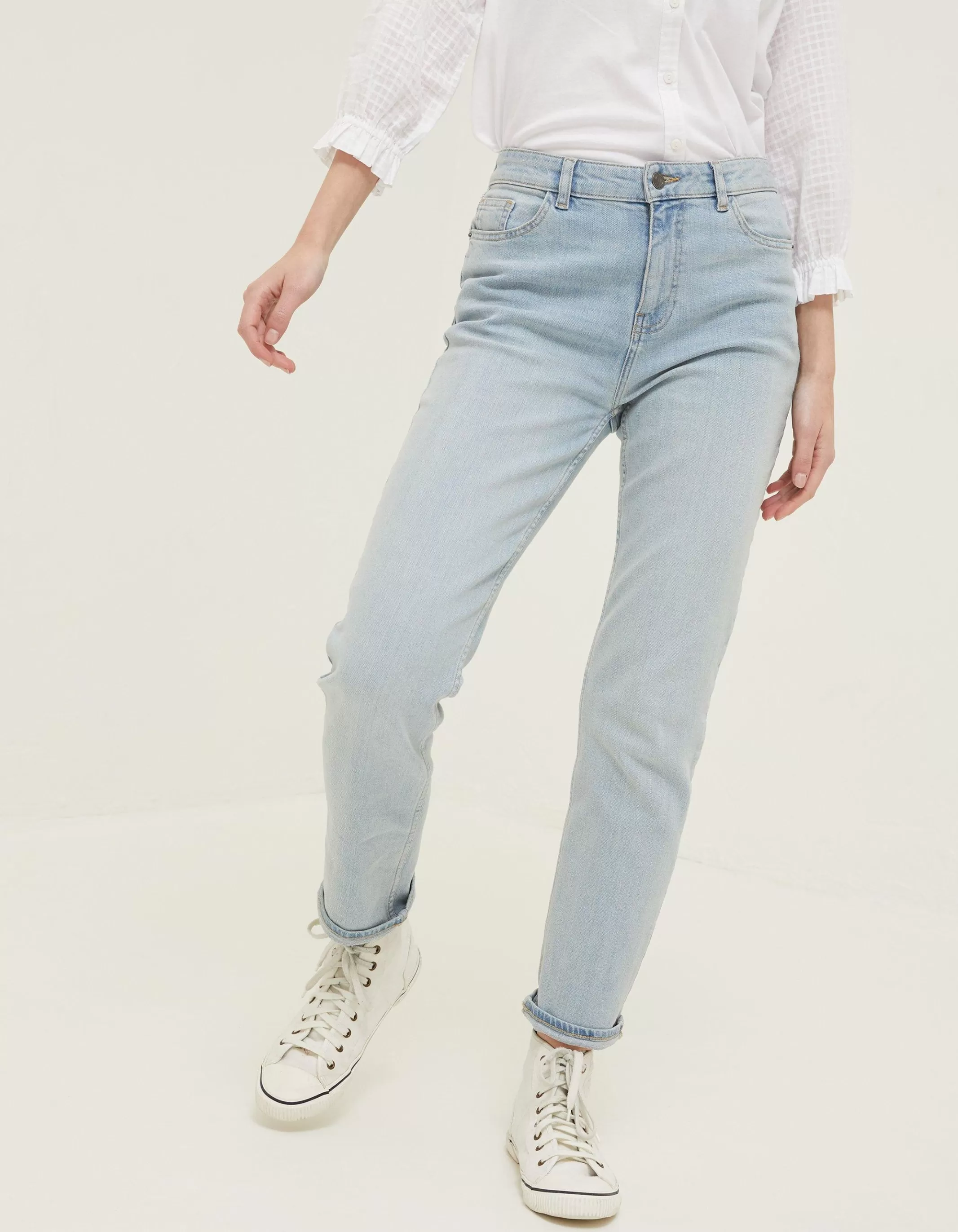 Shop FatFace Chesham Girlfriend Comfort Stretch Jeans Light Blue