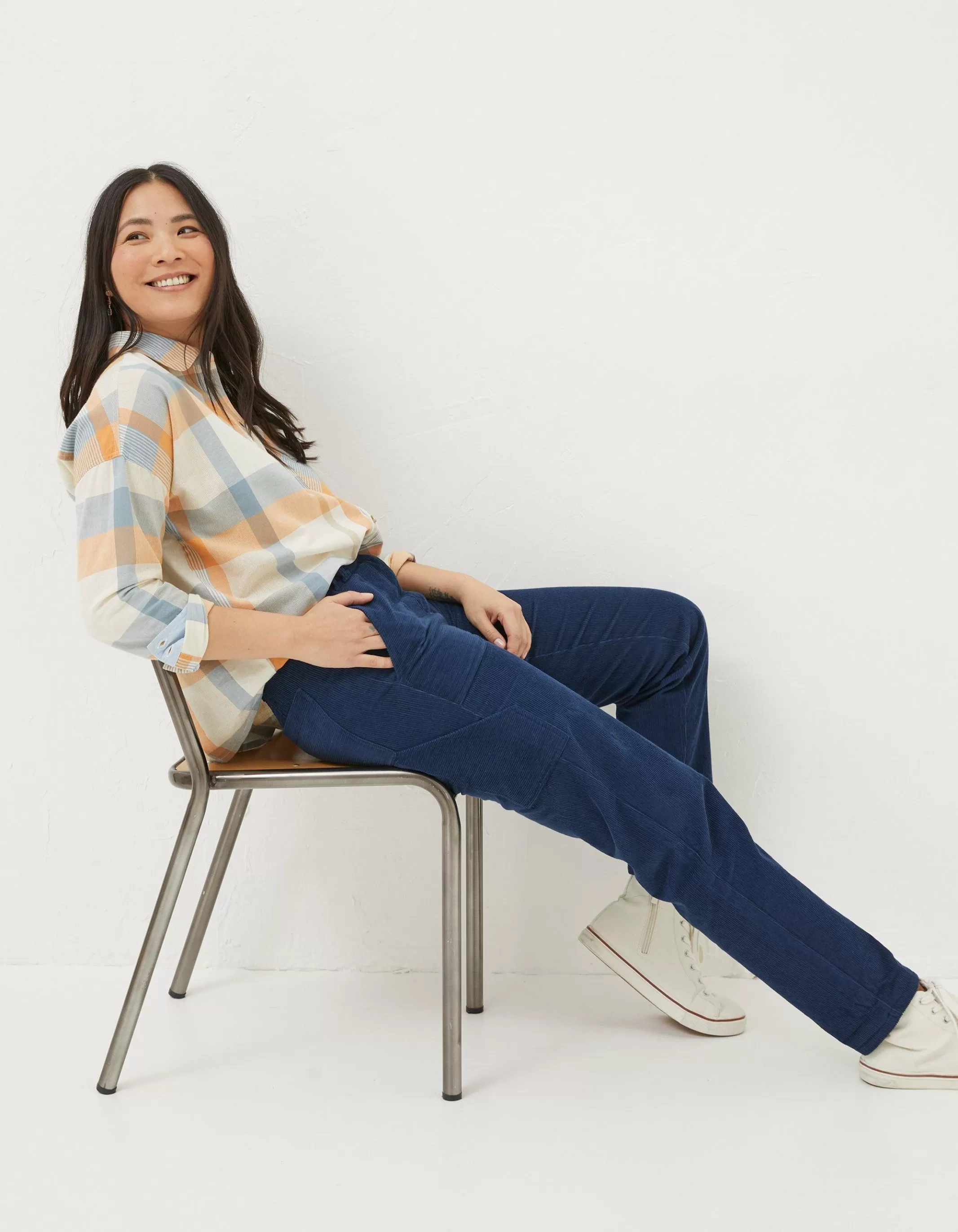 Best Sale FatFace Chesil Mixed Cord Trousers Navy