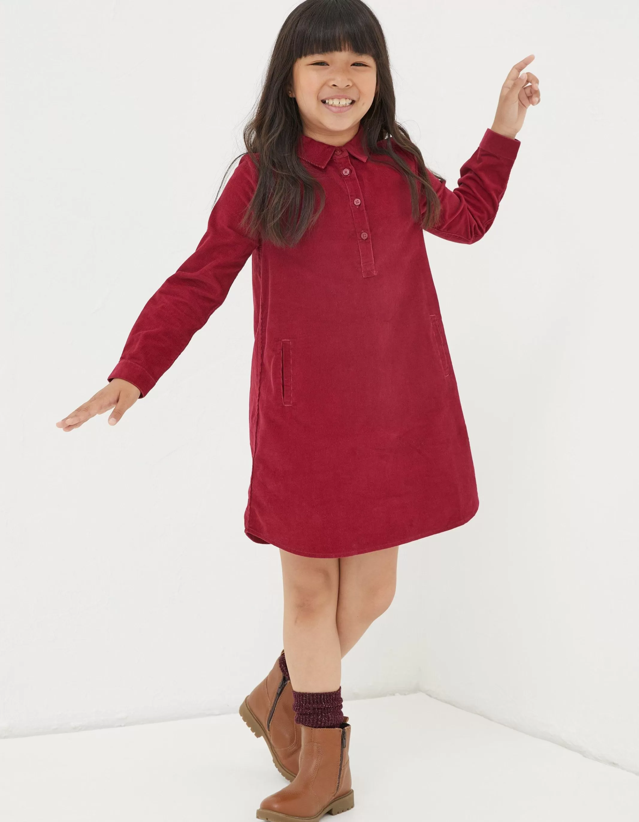 Best Sale FatFace Chester Cord Dress Berry Pink