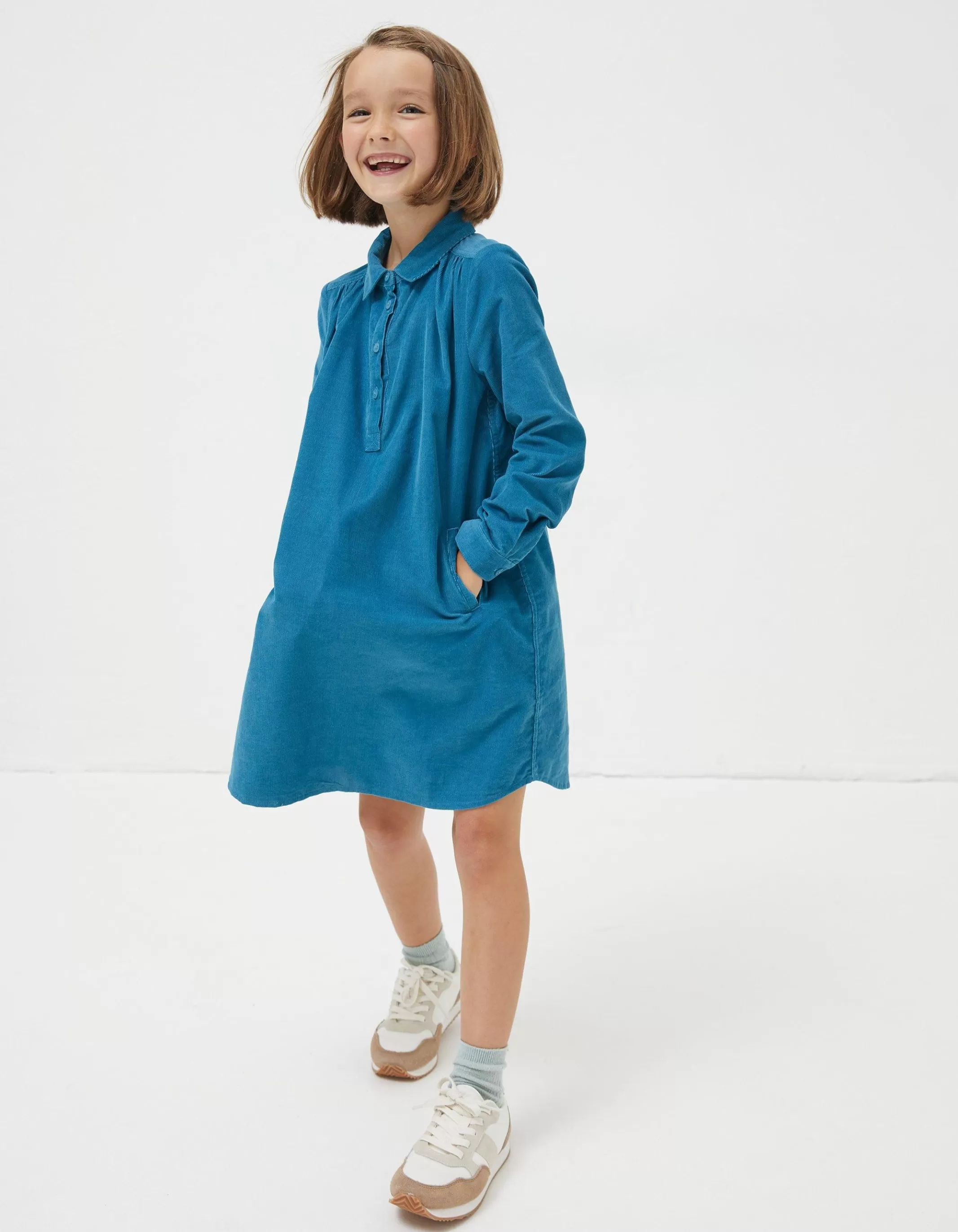 Best Sale FatFace Chester Cord Dress Teal Green