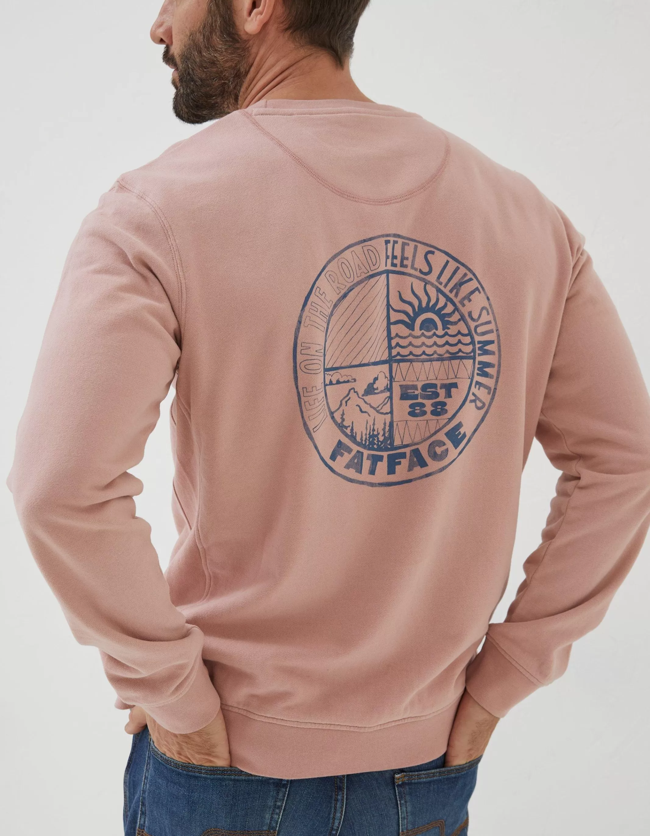 Cheap FatFace Circle Print Crew Sweatshirt Pink