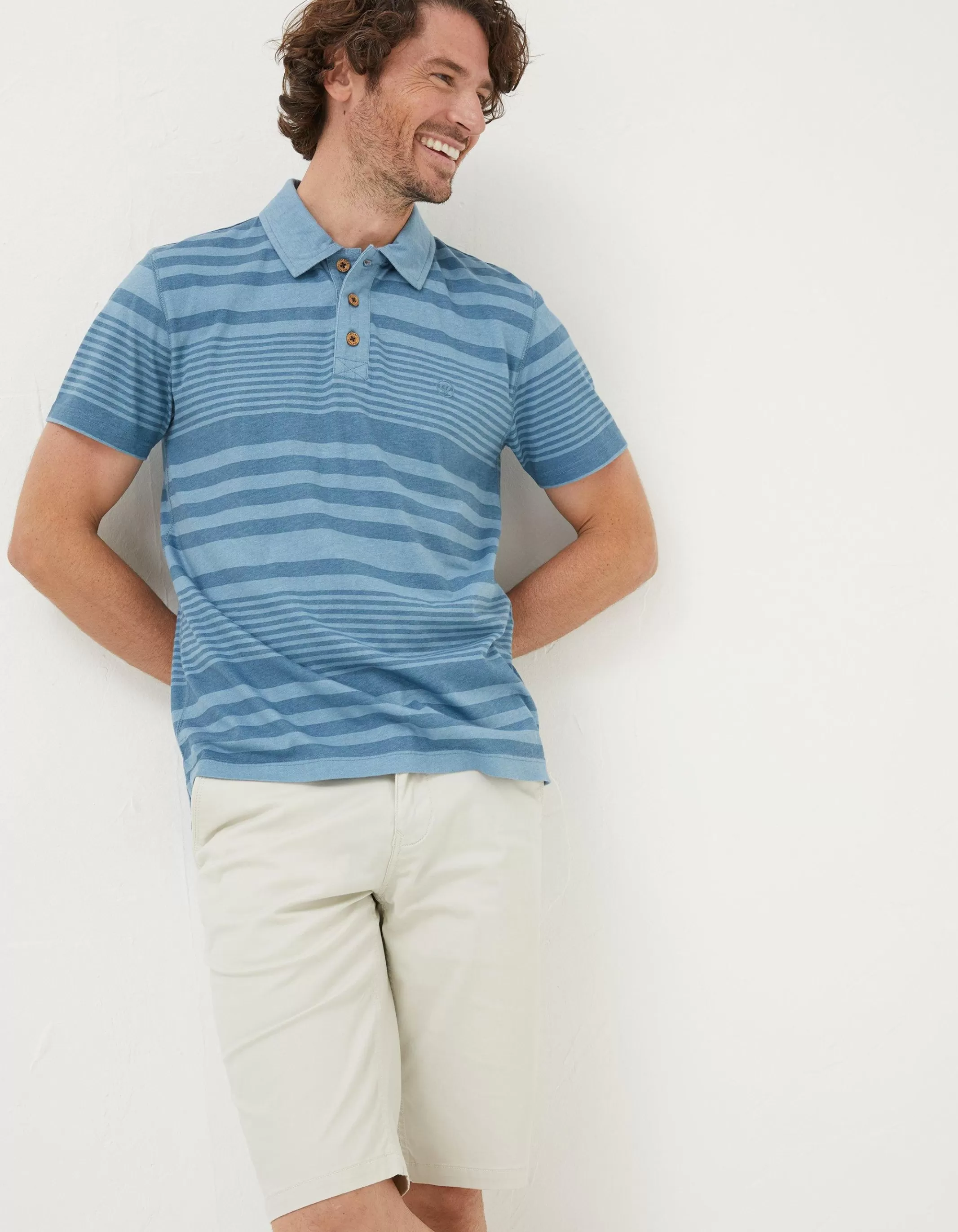 Best FatFace Clifton Stripe Polo Chambray Blue