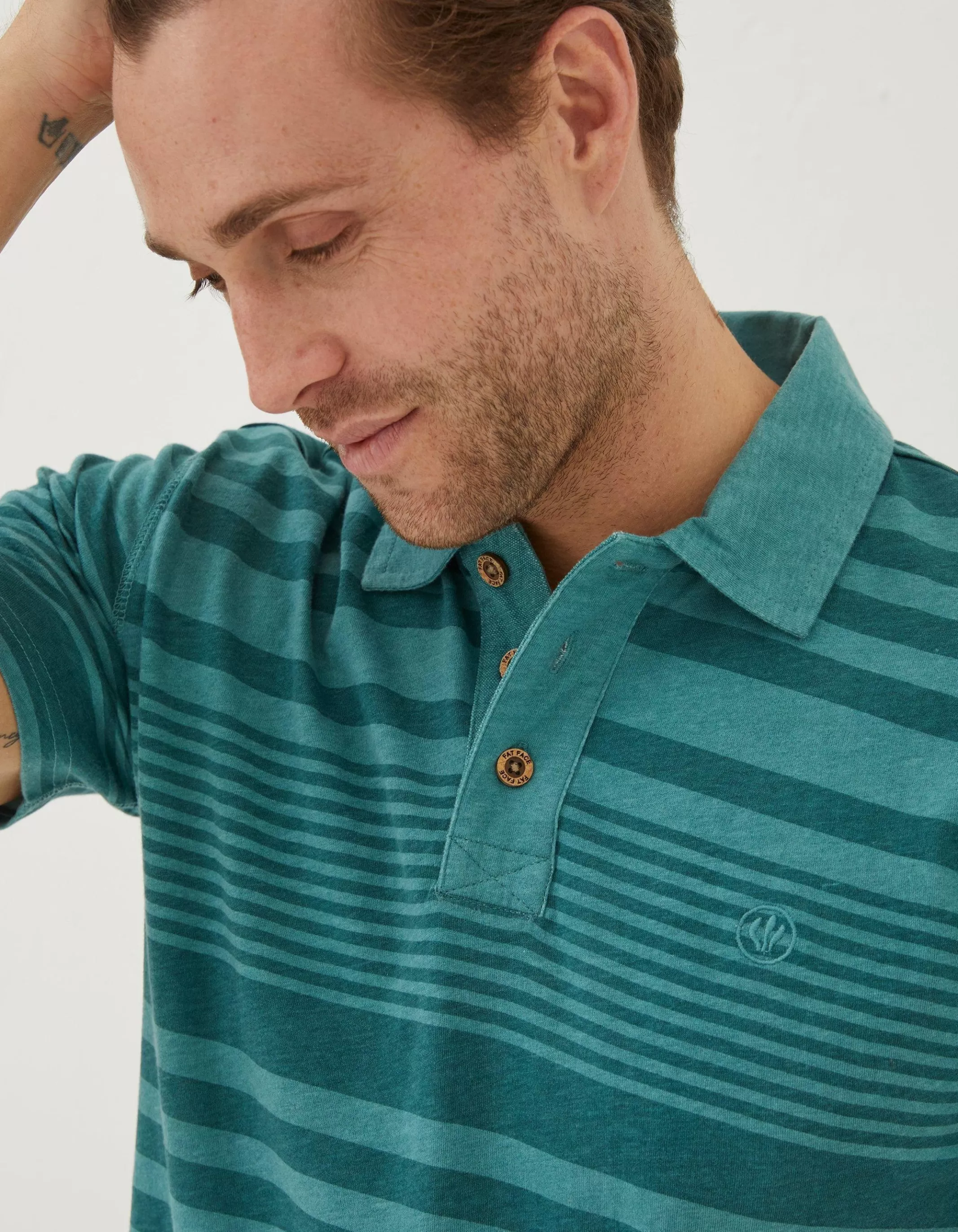 Sale FatFace Clifton Stripe Polo Dark Teal
