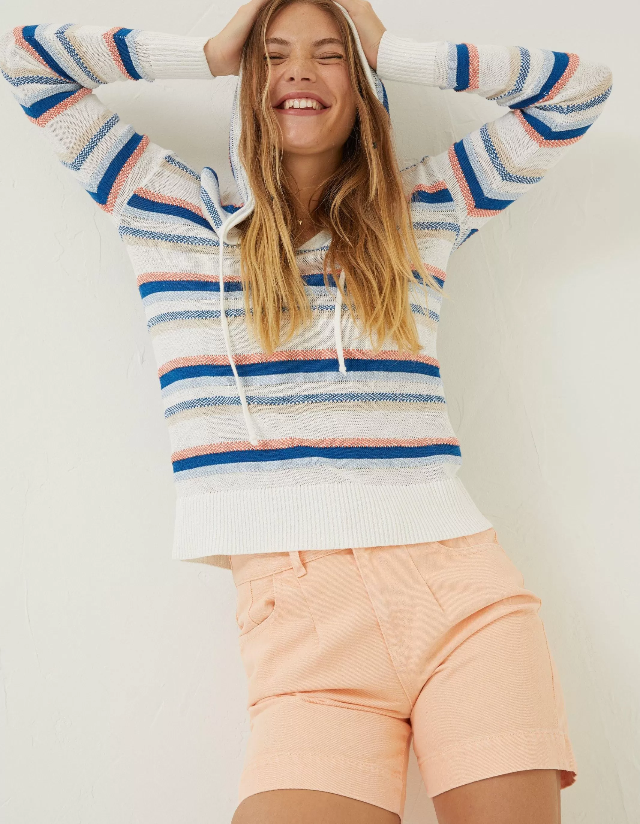 Hot FatFace Coastal Stripe Hoodie Multi Colour