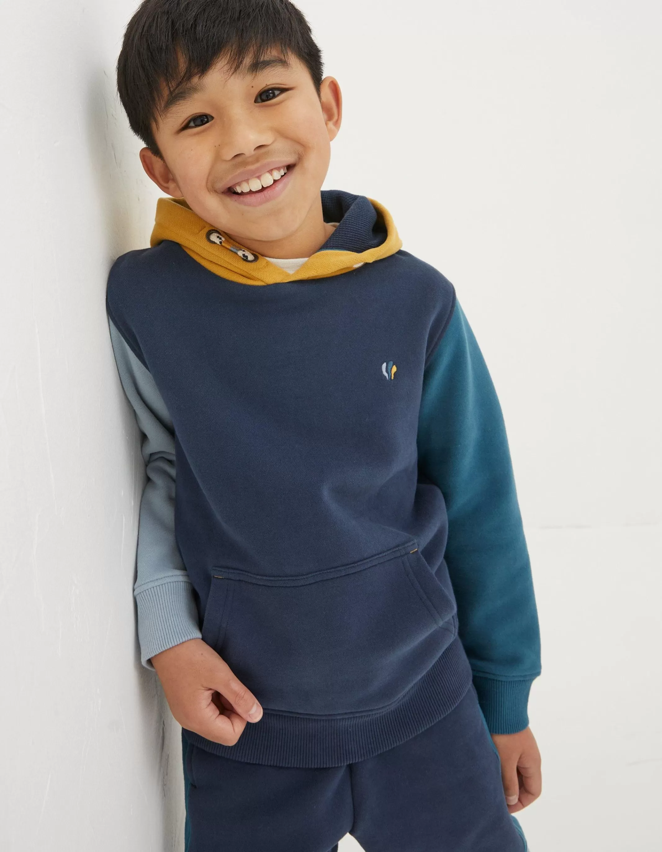 Best FatFace Colour Block Popover Hoodie Navy