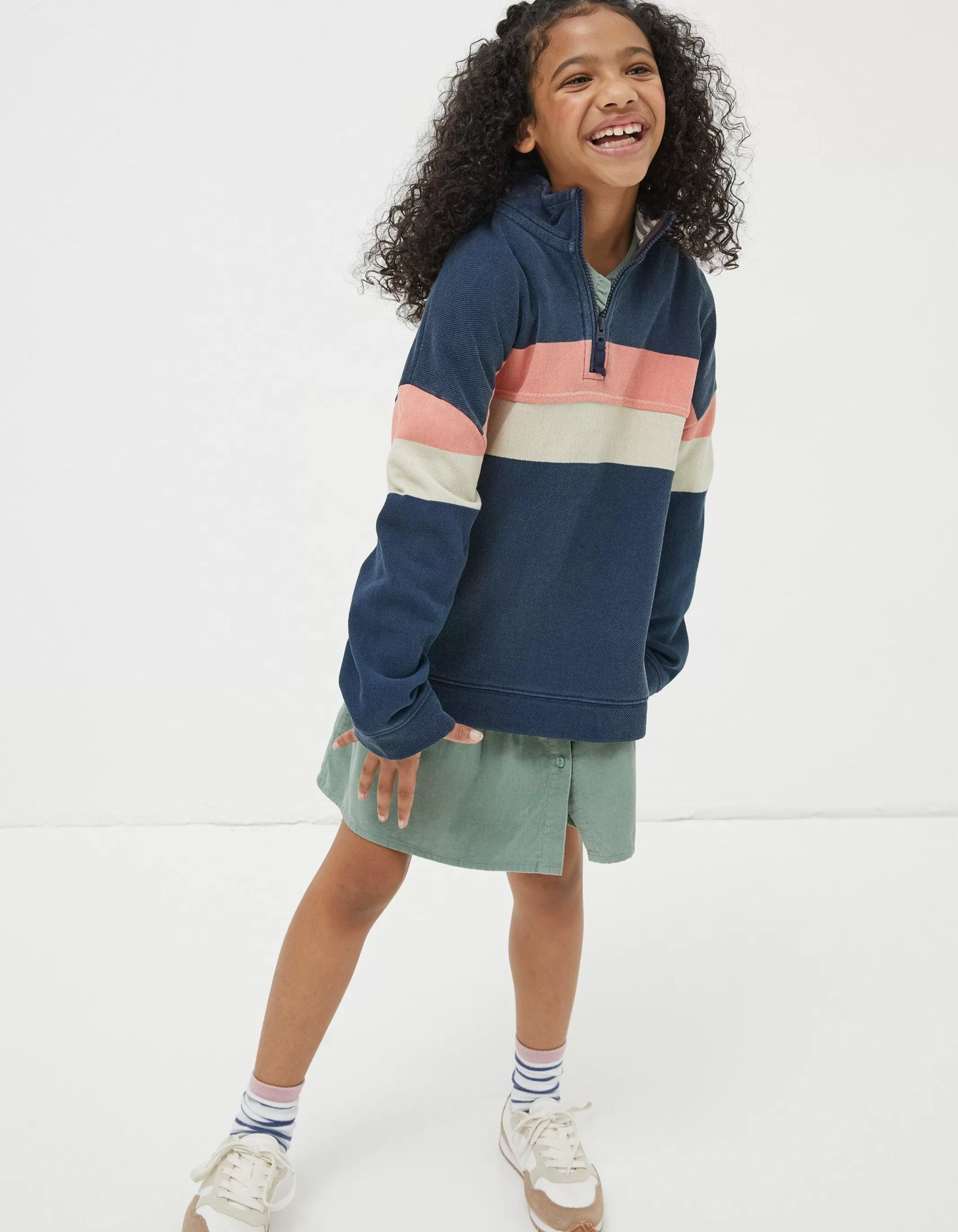 Clearance FatFace Colourblock Boxy Airlie Sweatshirt Navy