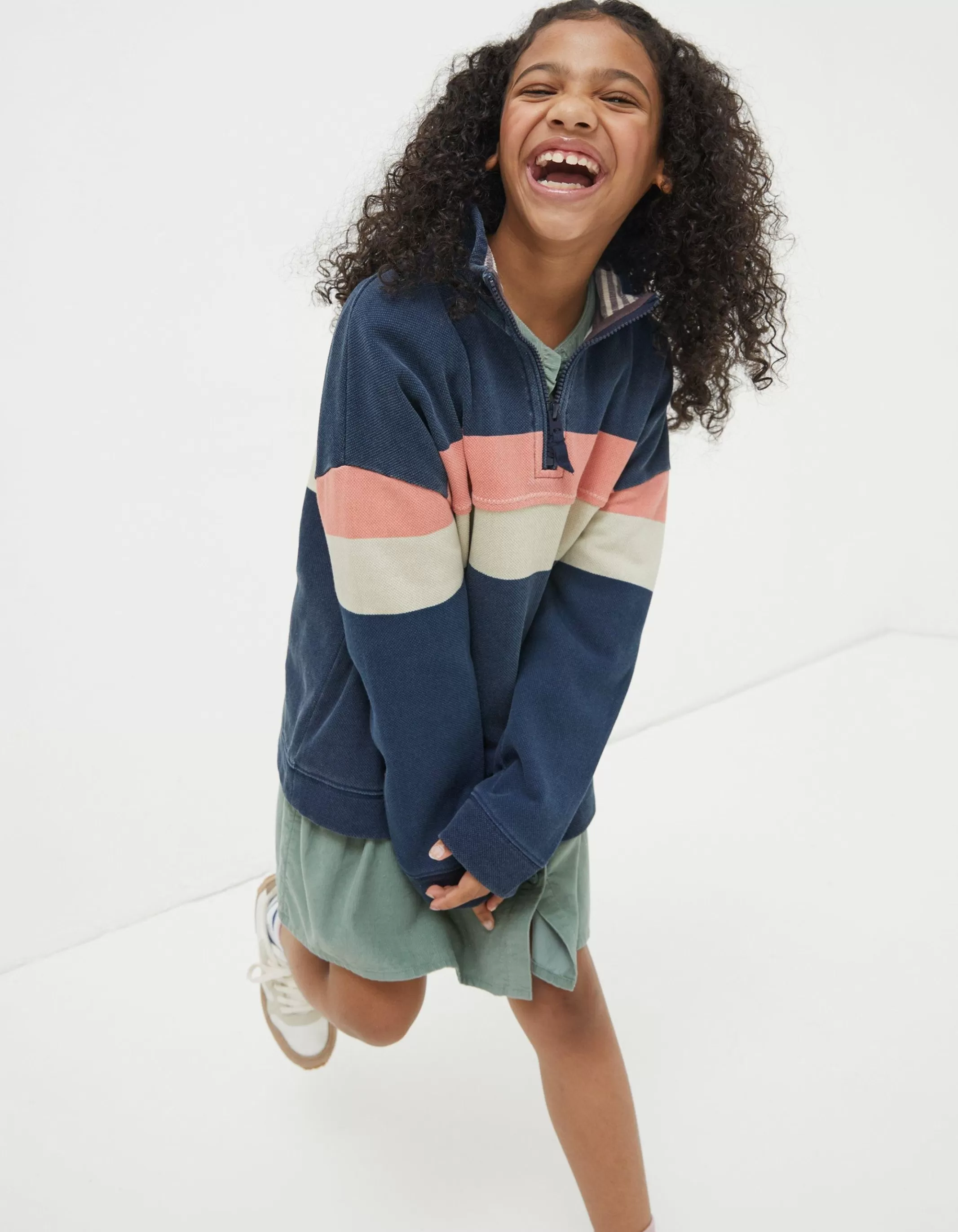 Clearance FatFace Colourblock Boxy Airlie Sweatshirt Navy