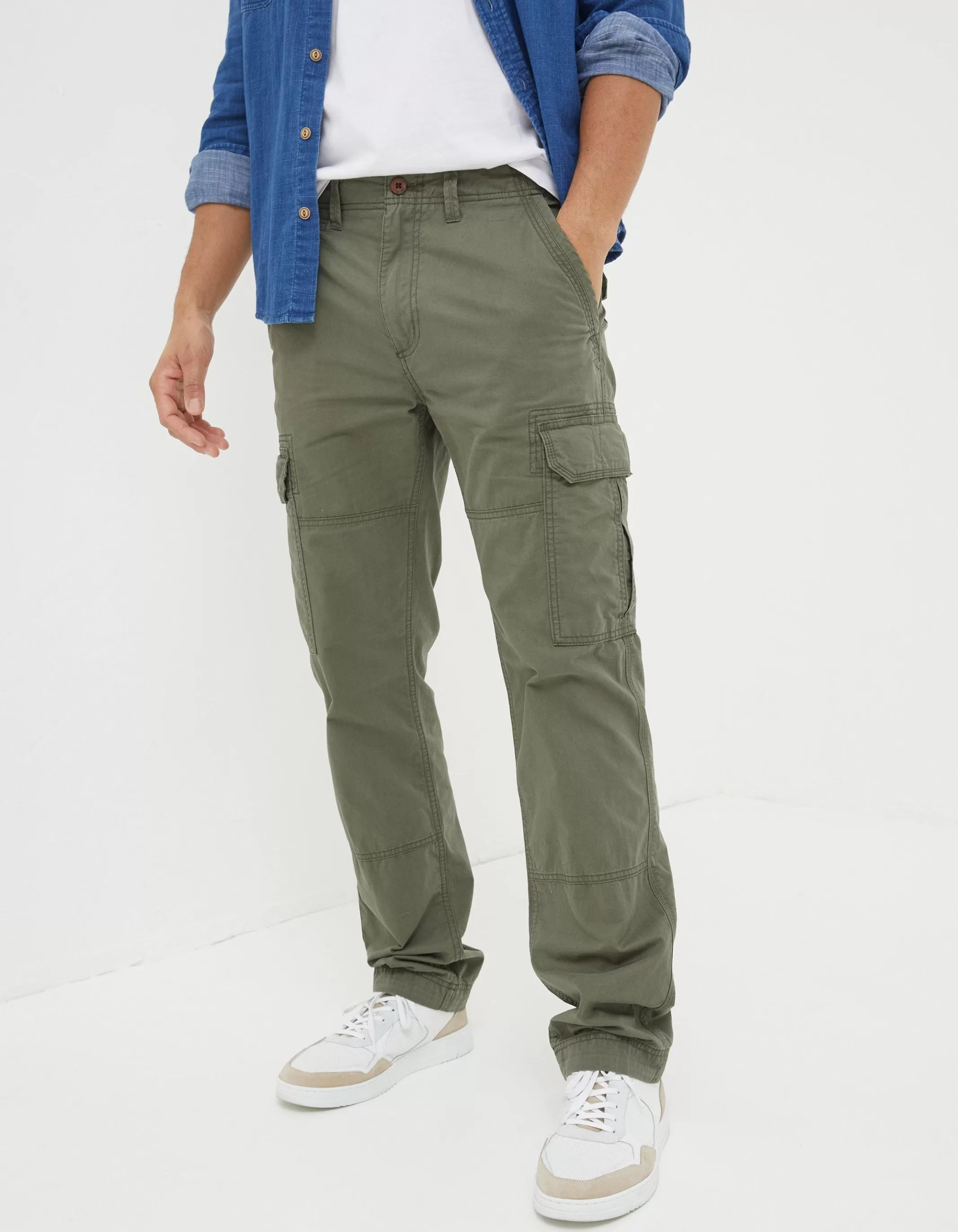 Hot FatFace Corby Straight Cargo Trousers Khaki Green