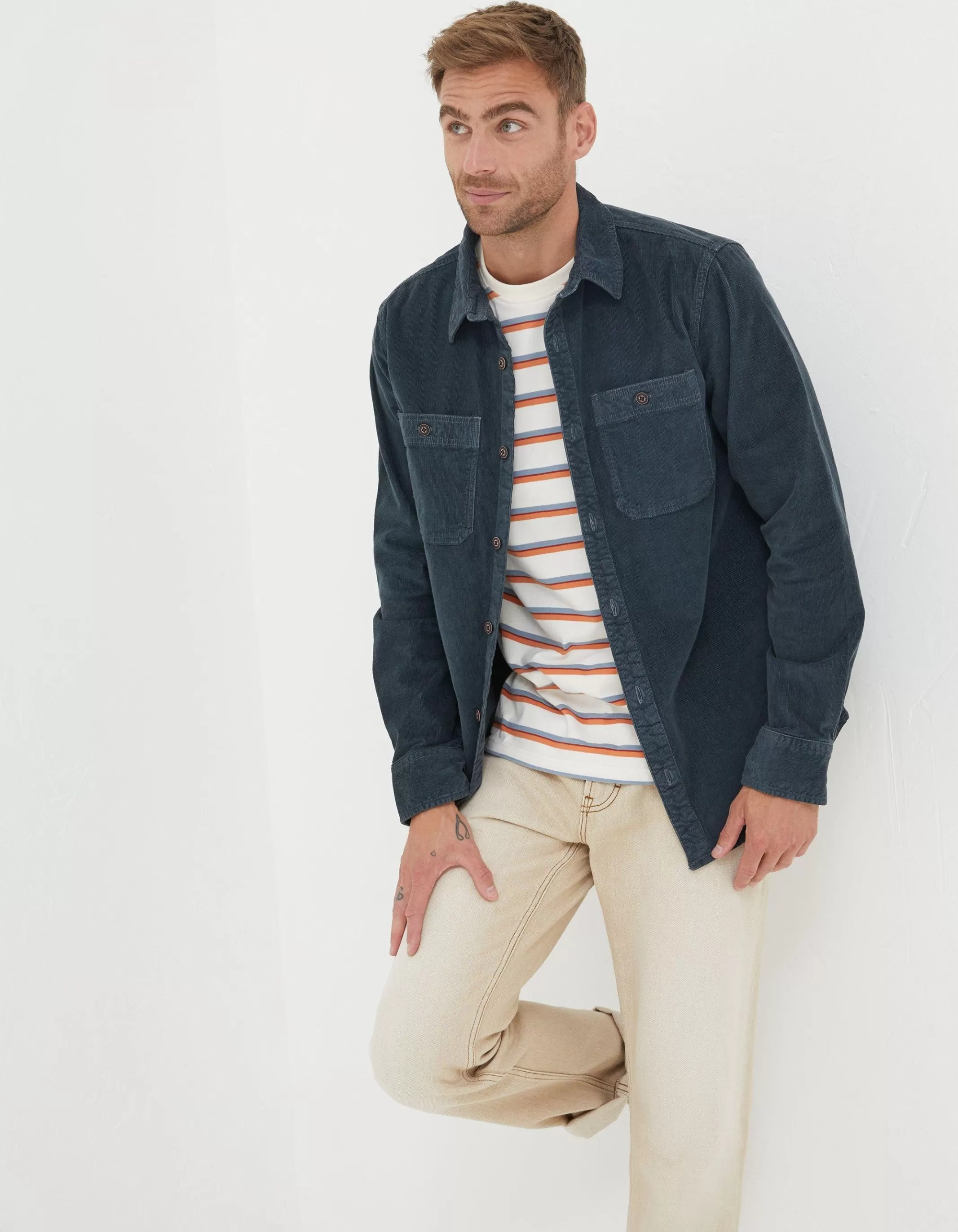 Outlet FatFace Cord Utility Shirt Navy