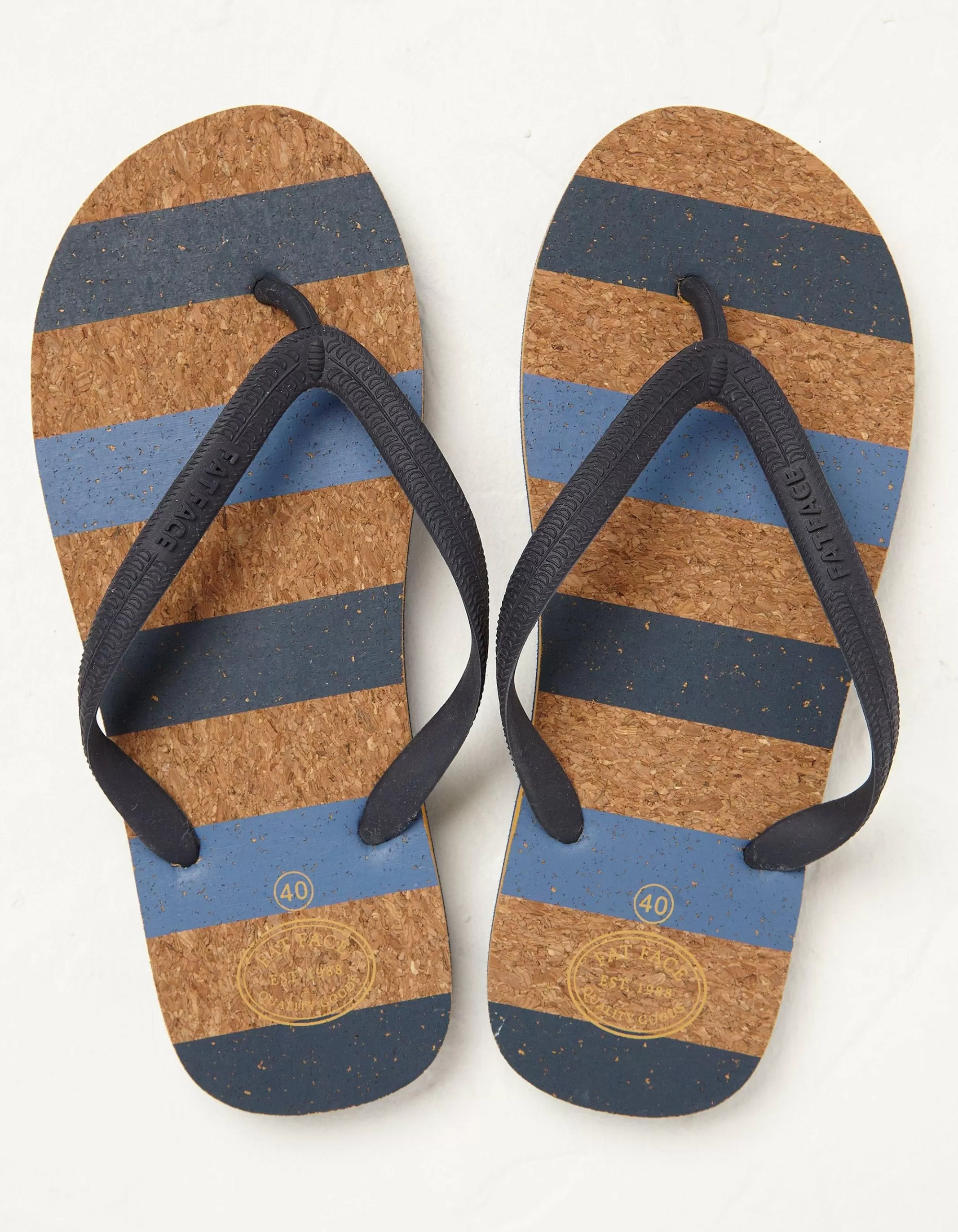 Flash Sale FatFace Cork Stripe Flip Flops Natural