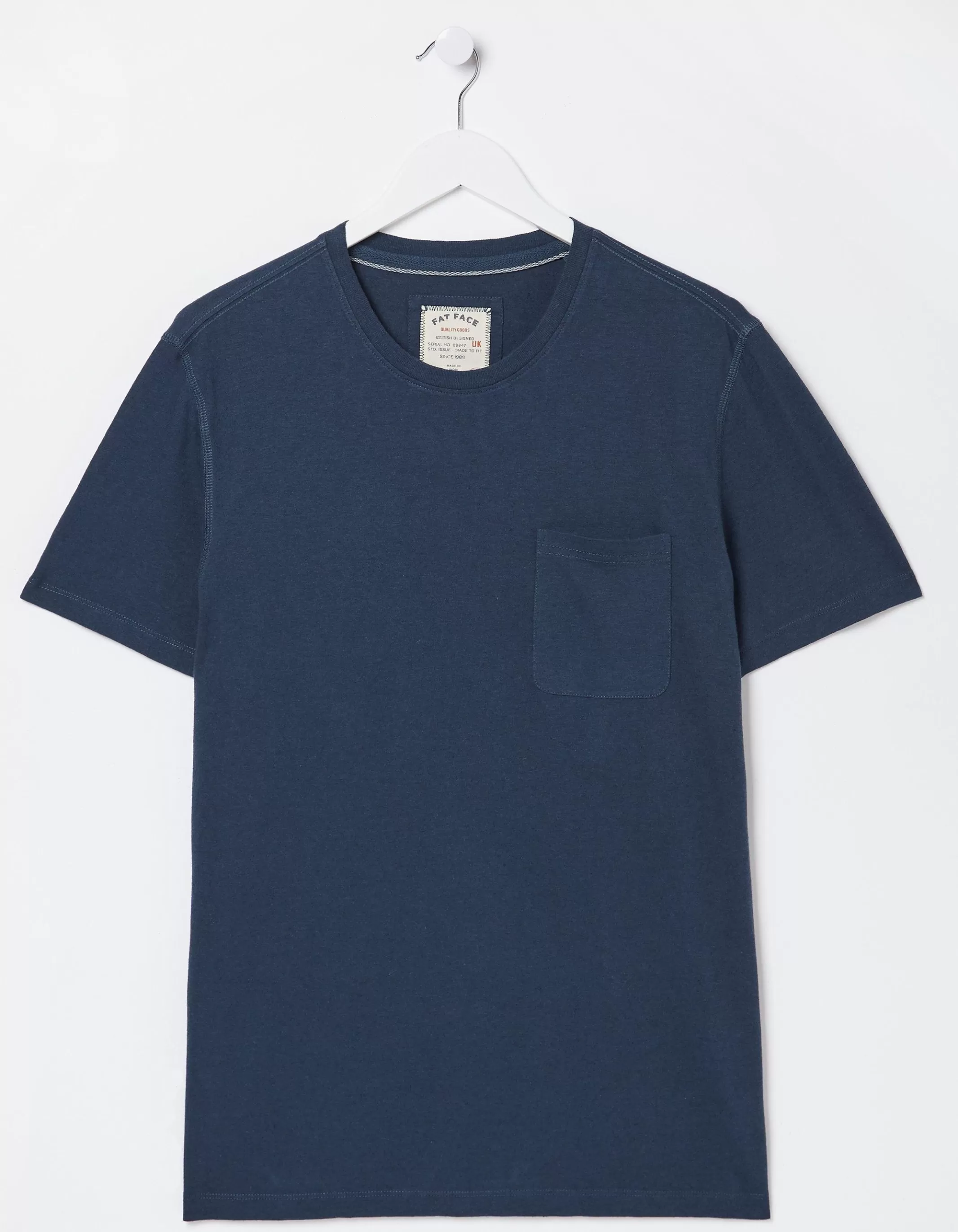 Best FatFace Cotton Linen Pocket T-Shirt Washed Navy