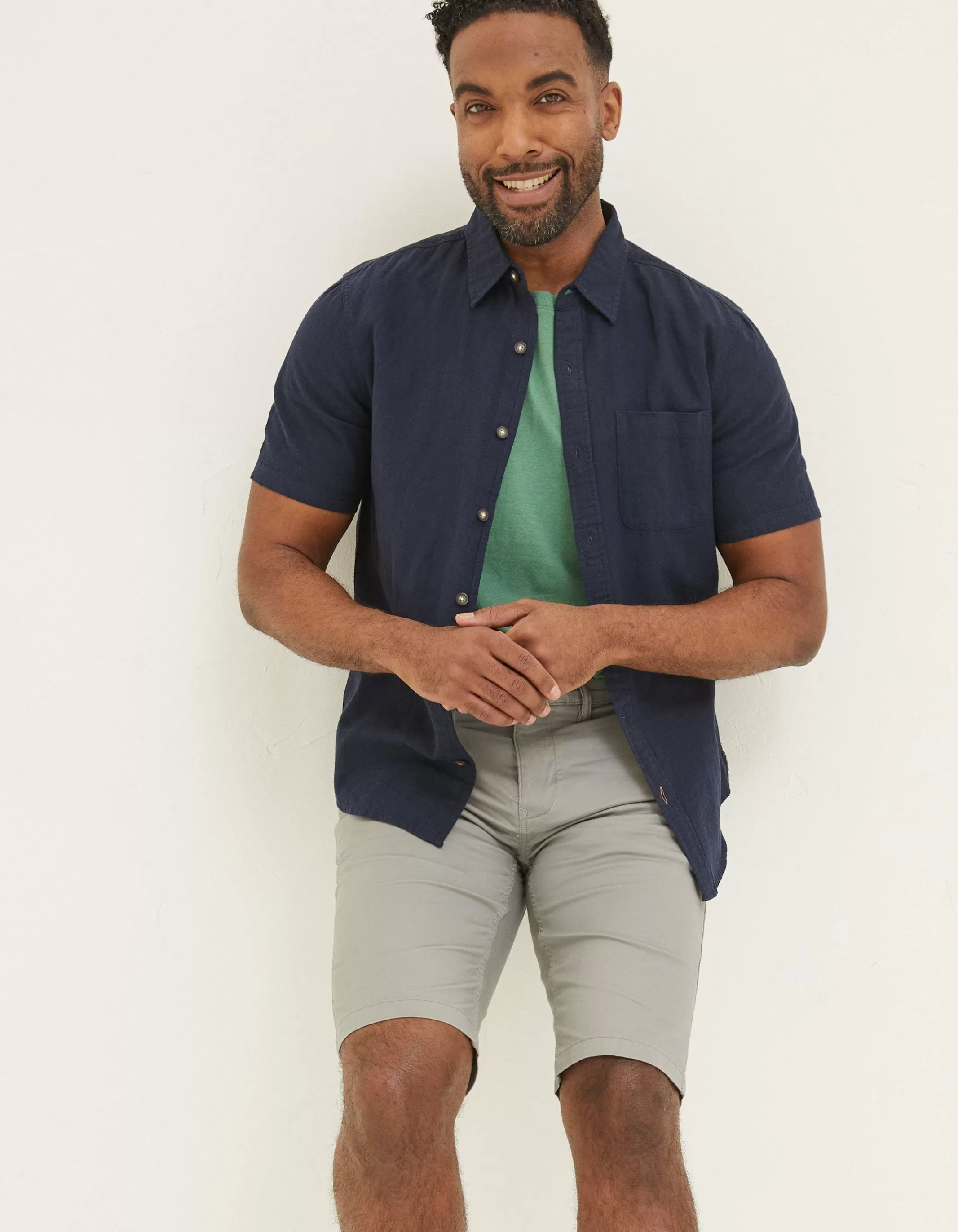 Outlet FatFace Cotton Linen Pocket T-Shirt Green