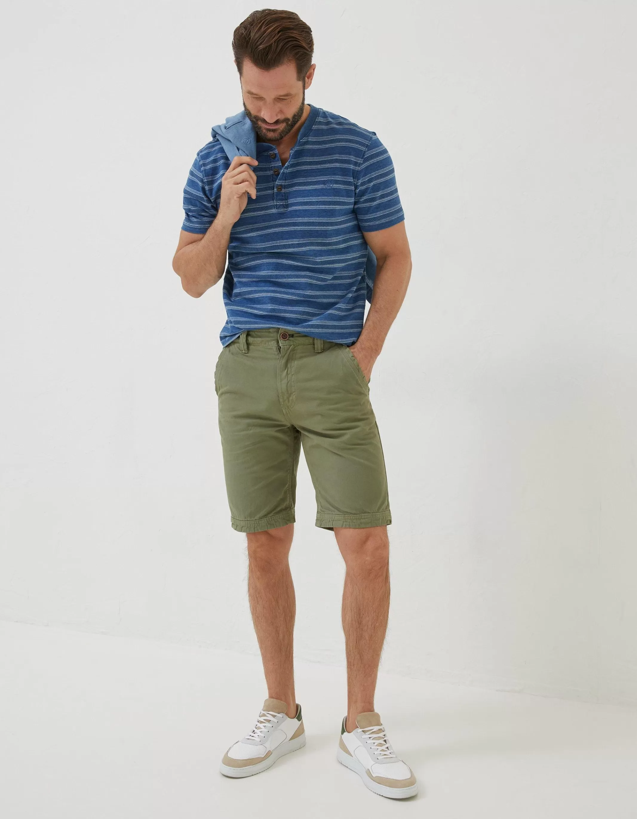 Cheap FatFace Cove Flat Front Shorts Washed Green