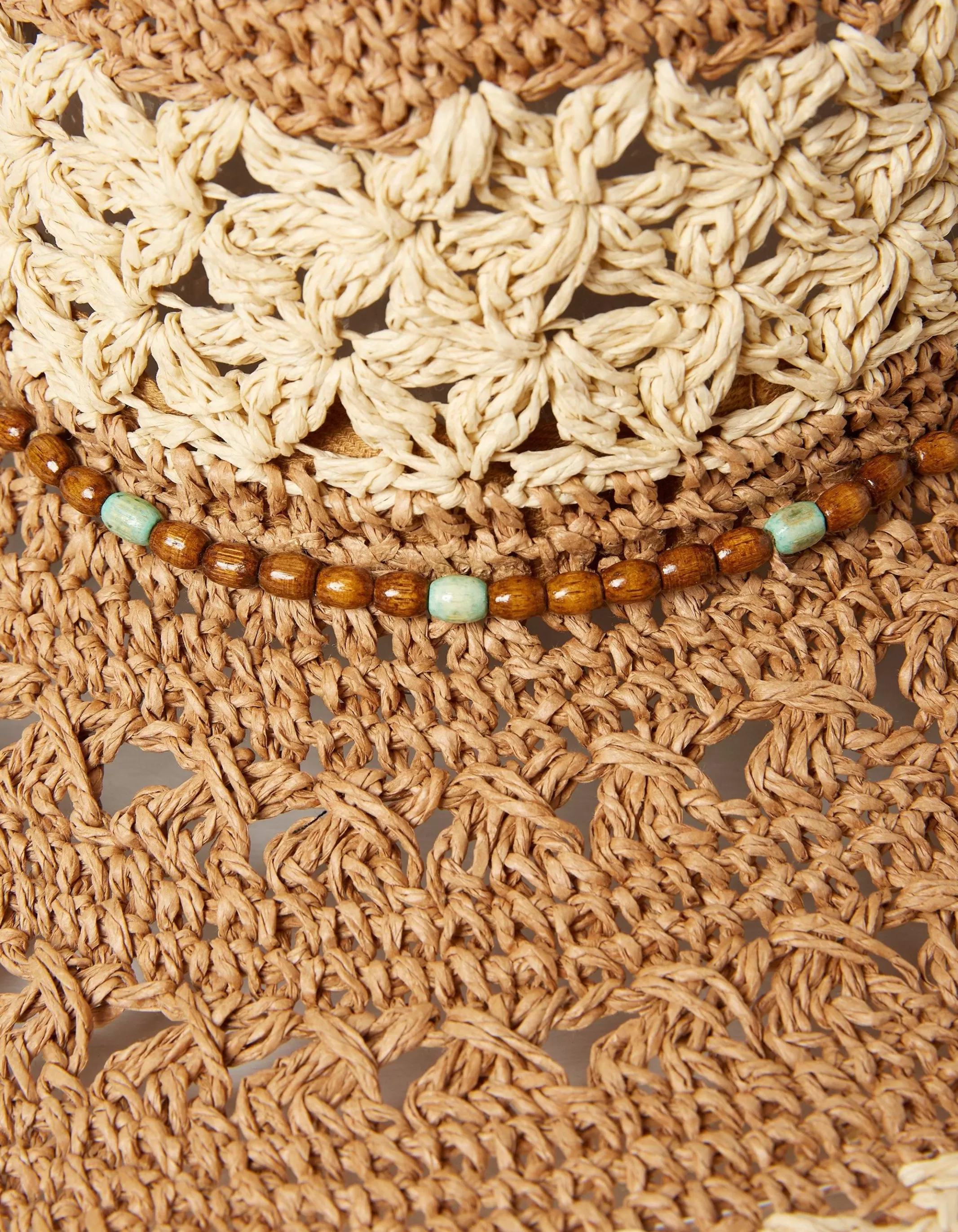 Discount FatFace Crochet Straw Sun Hat Natural